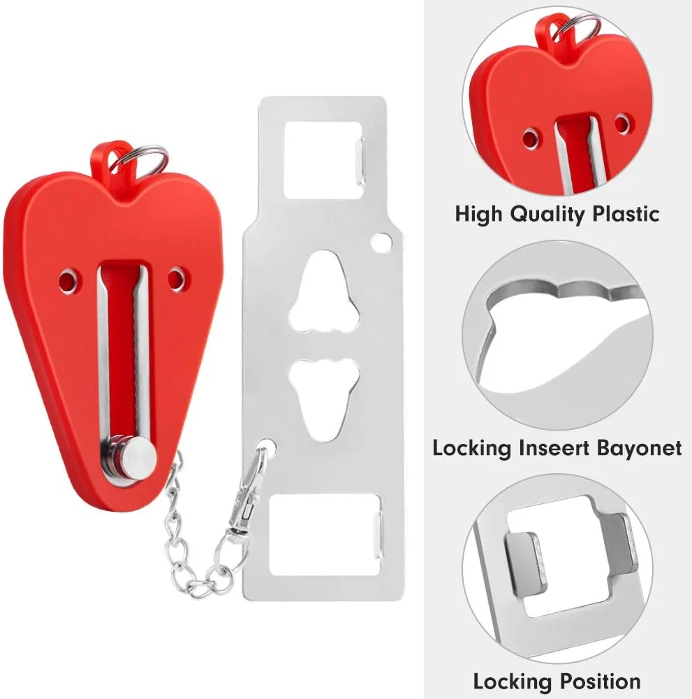 قفل درب قابل حمل QSLQYB، قفل درب مسافرتی استیل ضد زنگ برای امنیت، قفل درب امنیتی قابل حمل نرمال-1