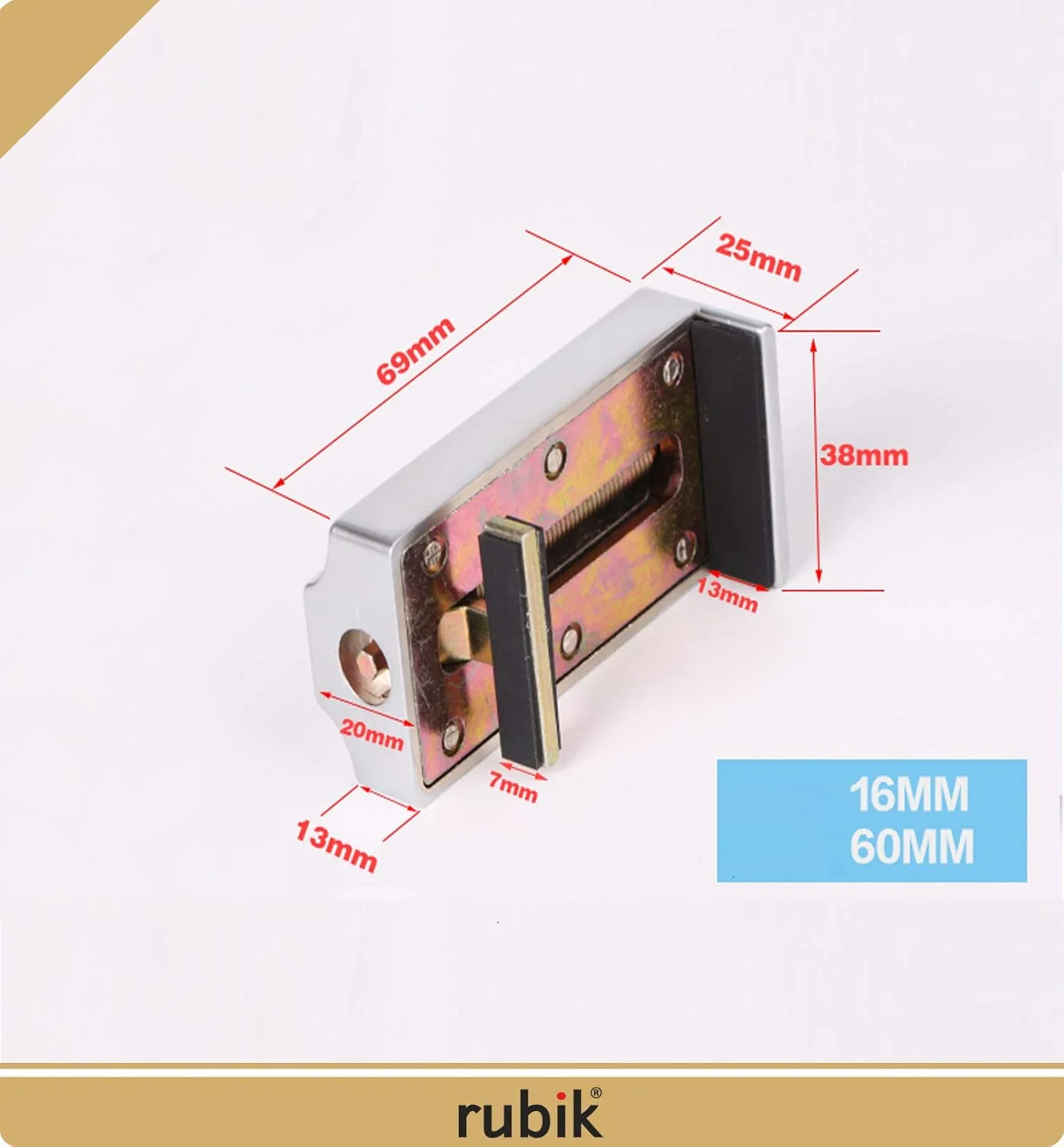 قفل کشویی درب و پنجره روبیک با 2 کلید، قفل استاپر ضد سرقت آلیاژ روی قابل تنظیم برای امنیت کودک (1 عدد)