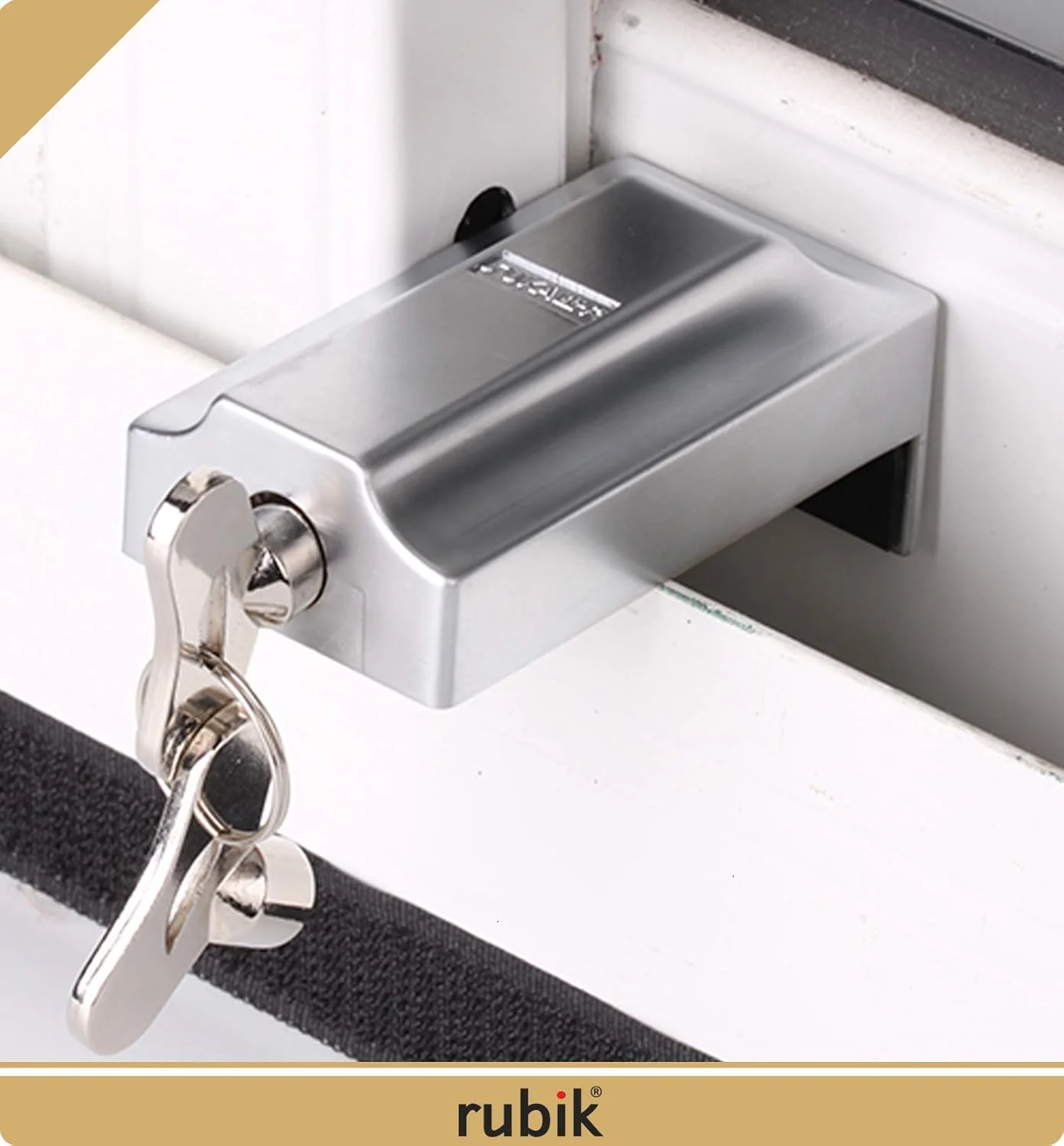 قفل کشویی درب و پنجره روبیک با 2 کلید، قفل استاپر ضد سرقت آلیاژ روی قابل تنظیم برای امنیت کودک (1 عدد)
