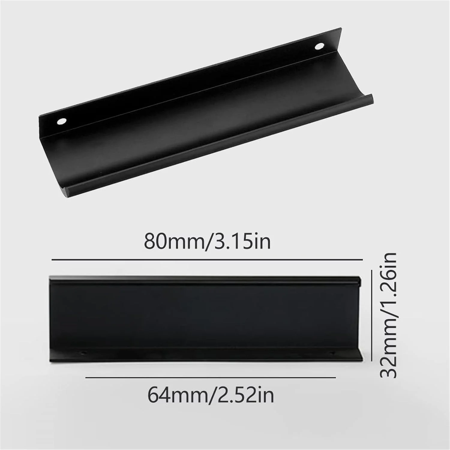 دستگیره کابینت آلومینیومی مدرن و شیک KASTWAVE، طول 80 میلی متر، فاصله پیچ 64 میلی متر، ایده آل برای مبلمان، درها و کشوها، بسته 10 عددی