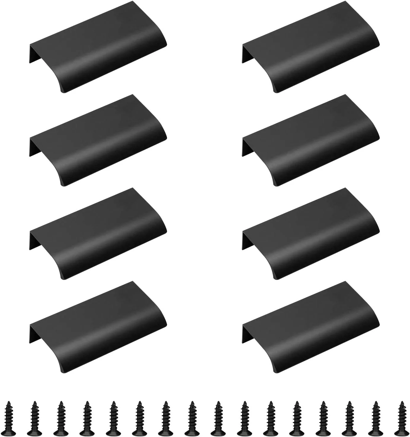 دستگیره لبه ای مدرن کابینت و کشو MOROBOR، بسته 8 عددی، 80 میلی متر، مشکی