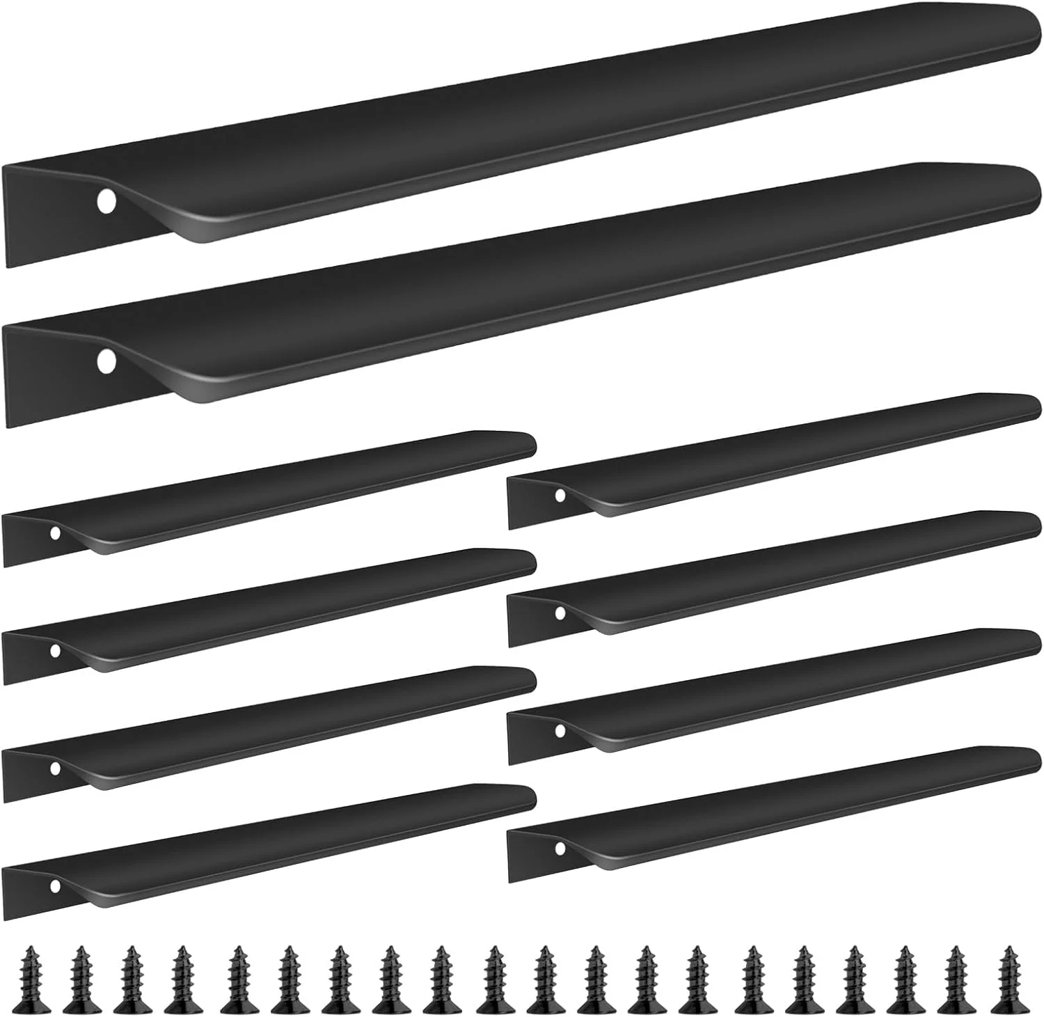 دستگیره مخفی لبه ای کابینت Malimali بسته 10 عددی، مشکی، طول 30 سانتیمتر، دستگیره کشو، دستگیره کابینت آشپزخانه، آلومینیوم مدرن، دستگیره مخفی برای درب کمد، مشکی مات