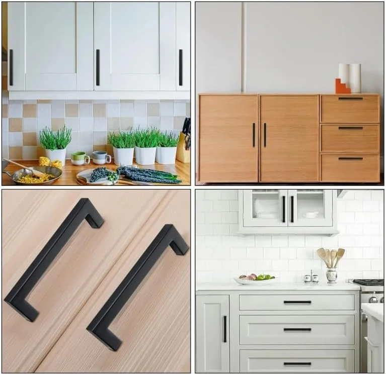 دستگیره کابینت مدرن، طول 140 میلی متر / 5.5 اینچ، مشکی مات، مجموعه 10 عددی به همراه پیچ های نصب
