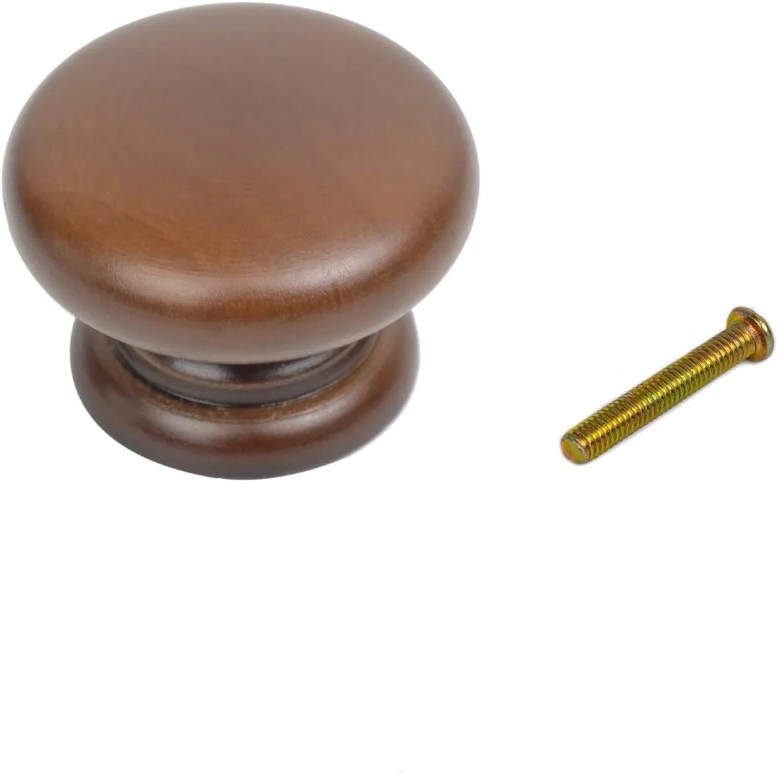 مجموعه 5 عددی دستگیره های چوبی گرد Mysummer با روکش گردویی، دستگیره های کشو کابینت آشپزخانه، سخت افزار مناسب برای کابینت آشپزخانه، مبلمان، کمد، کمد لباس، دستگیره های کشو، اندازه 33x25 میلی متر