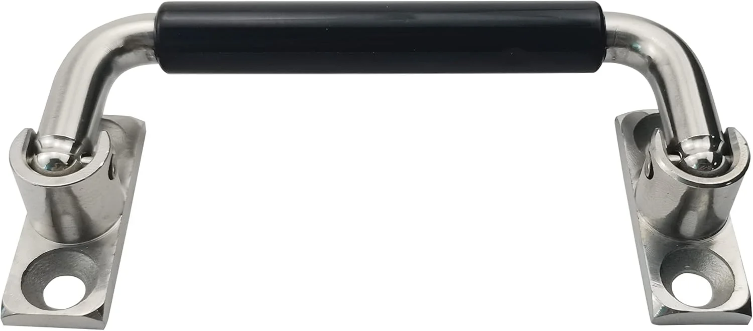 دستگیره تاشو کابینت استیل 304 مدل MAKINGTEC Elegant | مرکز سوراخ 4 اینچی، کشش 90 درجه با روکش لاستیکی | پرداخت براق