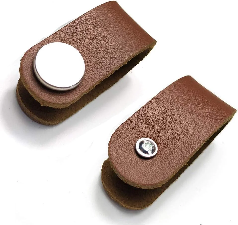 ست 6 عددی دستگیره چرمی درب مبلمان، دستگیره کششی به سبک مدرن اروپایی برای درها، کابینت ها، کمدهای لباس و چمدان (کوچک، قهوه ای)