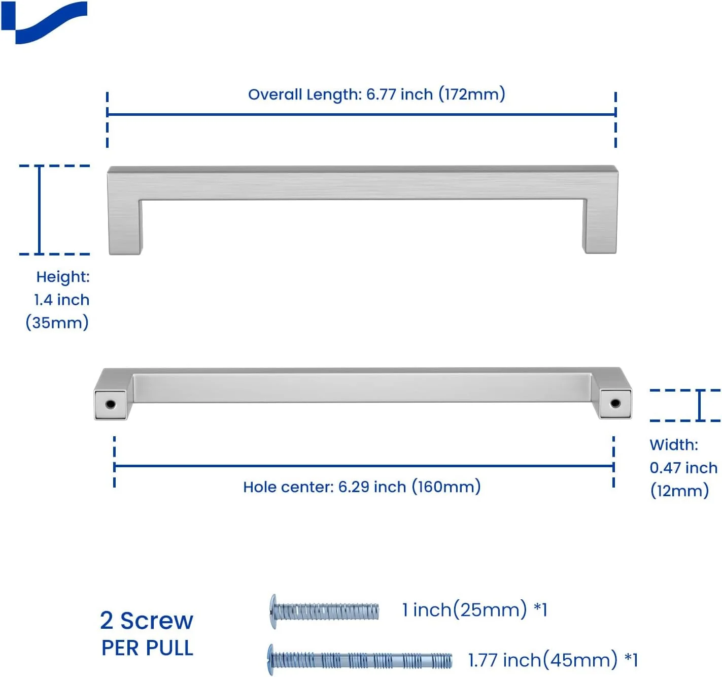 دستگیره کابینت آشپزخانه LONTAN بسته 10 عددی 160 میلی متر، دستگیره درب کمد، دستگیره کشو استیل ضد زنگ نیکل برس خورده مناسب برای حمام، اتاق خواب، اتاق نشیمن