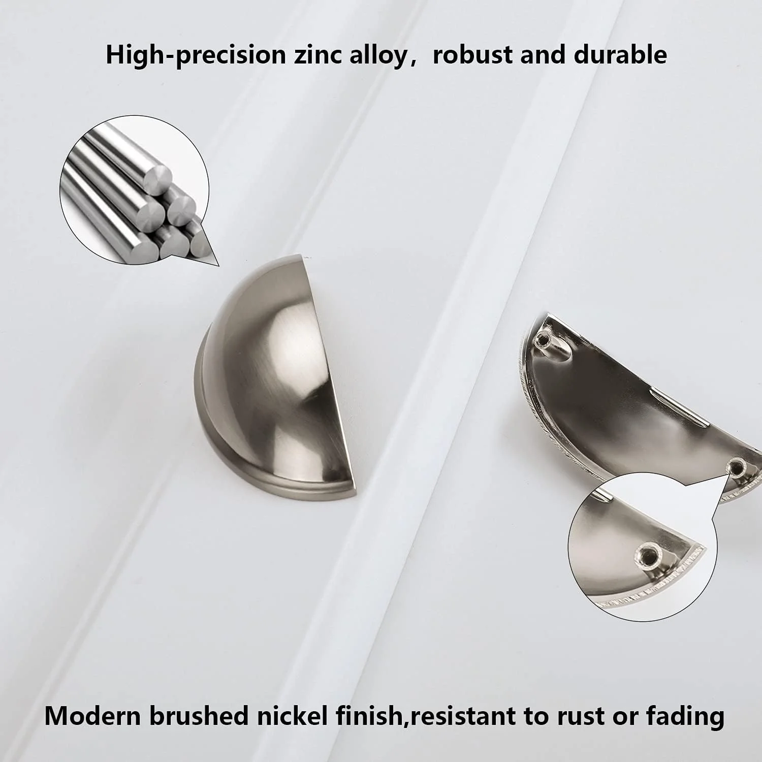 دستگیره های فنجانی LONTAN، 4 عددی، دستگیره درب کابینت - دستگیره های کمدی نیکل برس خورده، دستگیره کابینت آشپزخانه LS0313SNB76