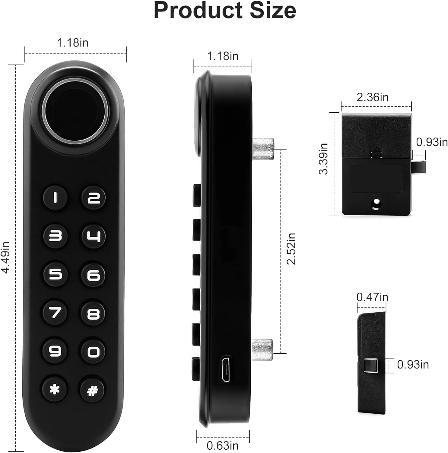 قفل اثر انگشتی هوشمند کابینت Admore | قفل الکترونیکی بدون کلید کشو با پشتیبان USB-C | قفل رمز عبور ترکیبی برای کمد لباس، کابینت و انباری منزل و اداره