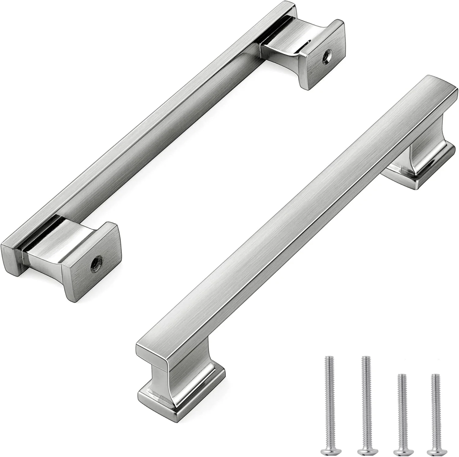 دستگیره کابینت VEHICL، بسته 10 عددی، 5 اینچ (128 میلی متر) فاصله سوراخ ها، دستگیره های نیکل ساتن برس خورده برای کمد آشپزخانه، کمد حمام، کشوهای دراور، سبک مدرن مربع، آلیاژ روی جامد