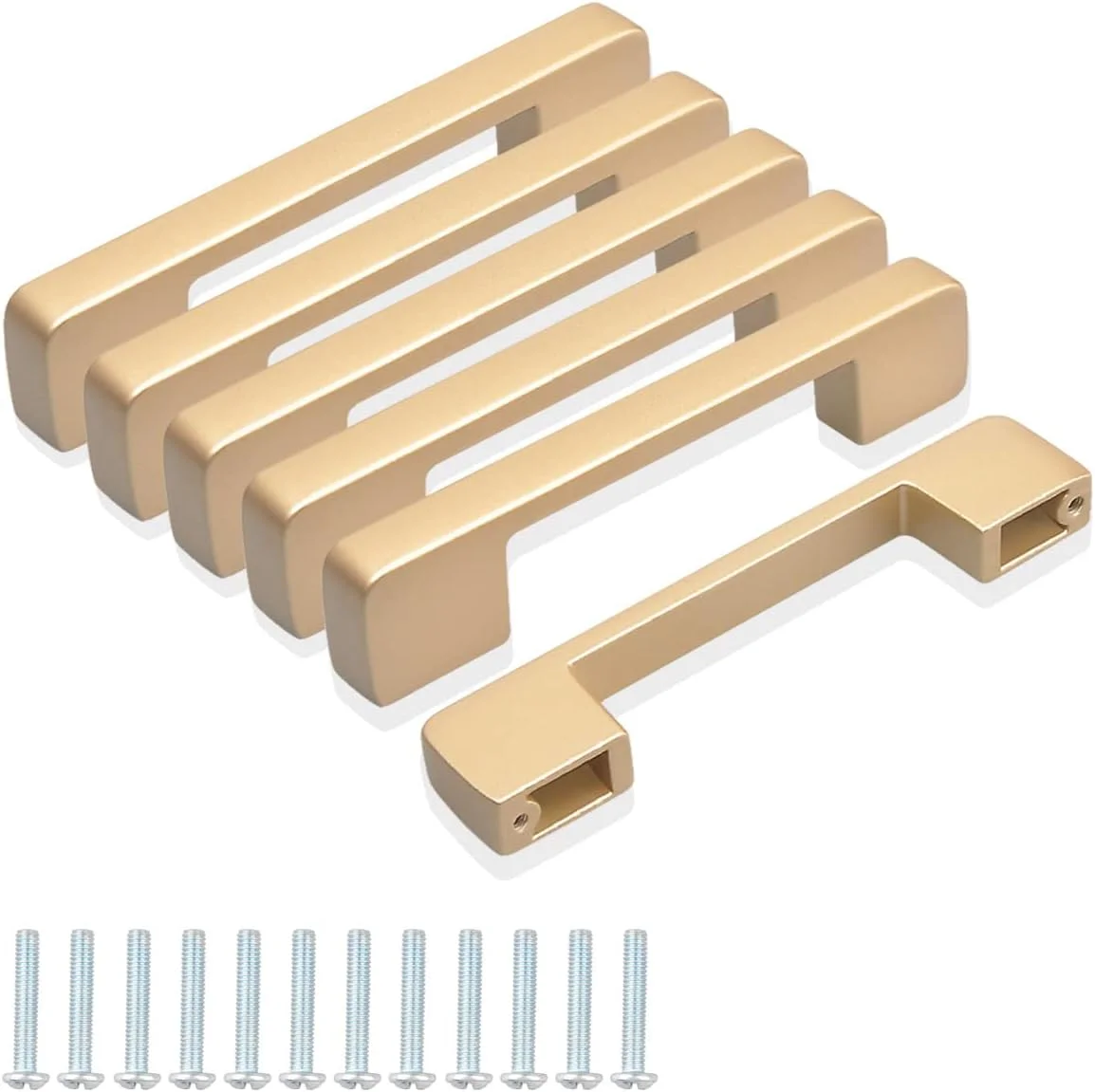 دستگیره کابینت طلایی YODB، 6 عددی، 96 میلی‌متری، دستگیره مدرن طلایی درب، دستگیره آلومینیومی کابینت، کشو، ست دستگیره مربعی مبلمان