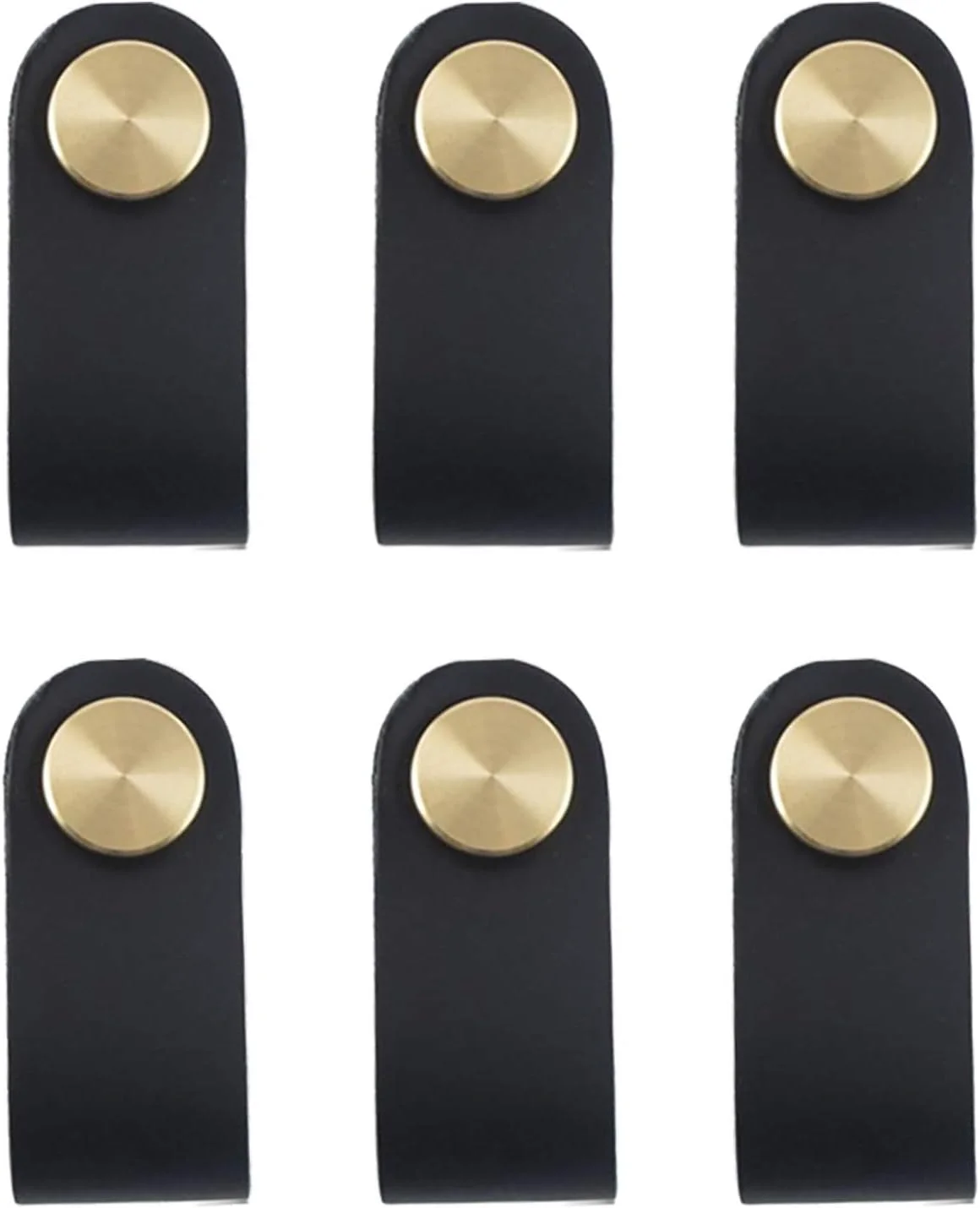 دستگیره چرمی کشو VIDELLY، بسته 6 عددی، دست ساز، مناسب کمد، دراور و کابینت، همراه با پیچ، مشکی