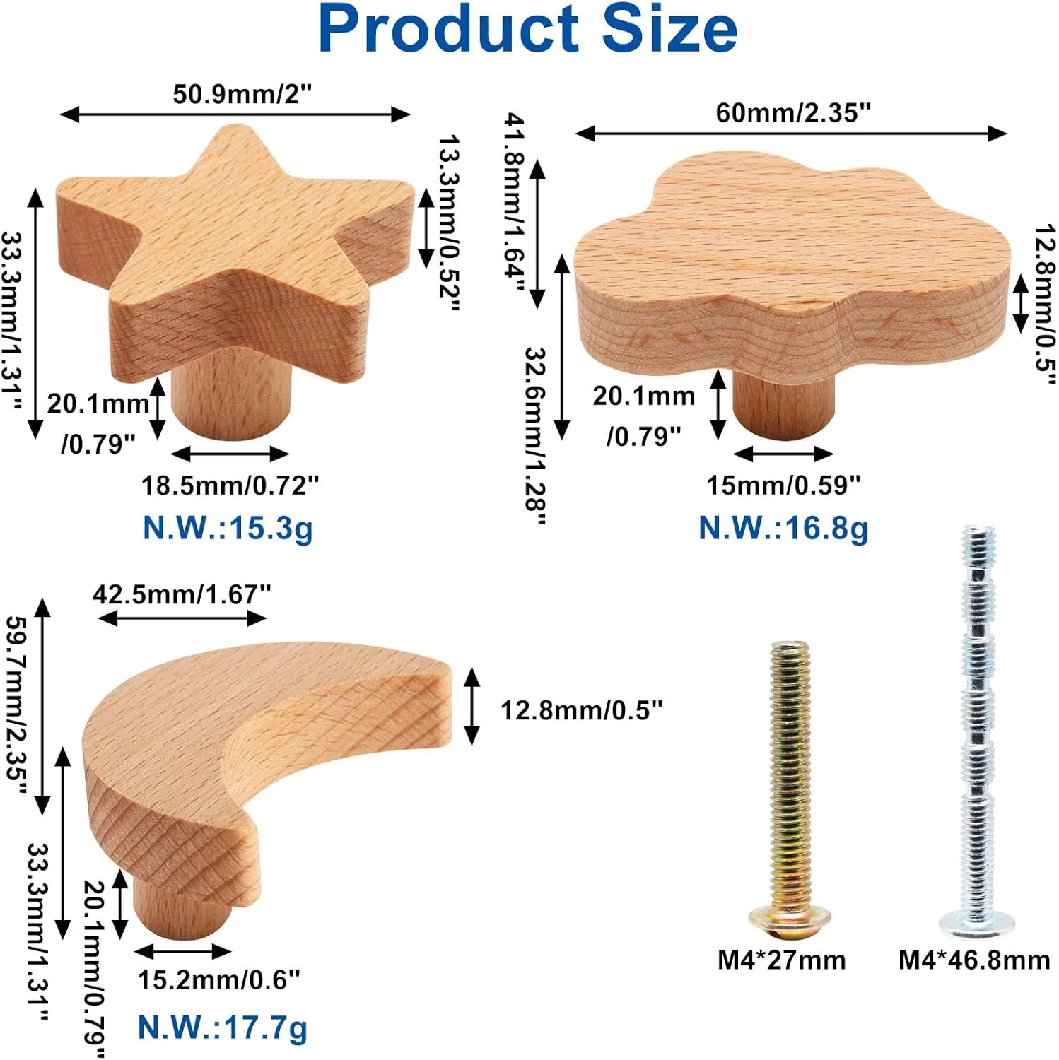 دستگیره کابینت چوبی YuGtcen، دستگیره کشو با طرح ستاره و ماه، دستگیره کمد کودکانه، دستگیره چوبی حیوانات جنگلی برای صنایع دستی، دستگیره برای مبلمان، کمد، درب کابینت (12 عدد، ماه ستاره ابر)