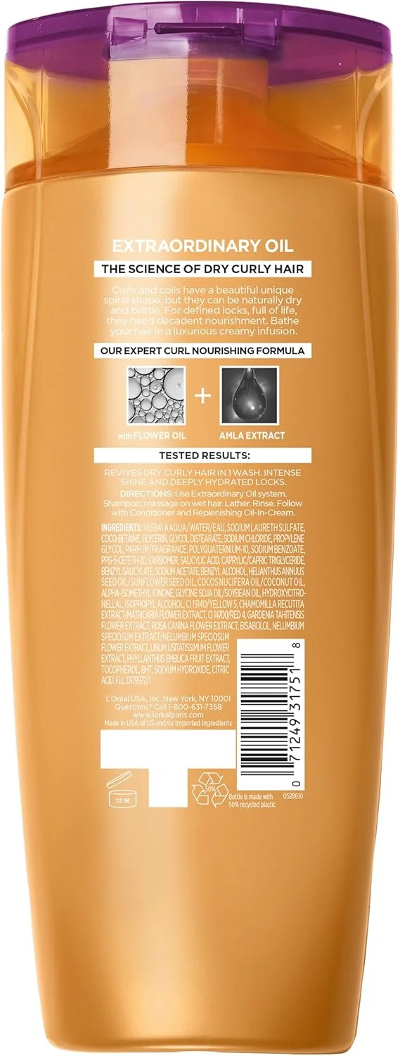 شامپو موهای فر لورآل پاریس، روغن فوق العاده، 375 میلی لیتر شامپو موهای فر لورآل پاریس، روغن فوق العاده، 375 میلی لیتر