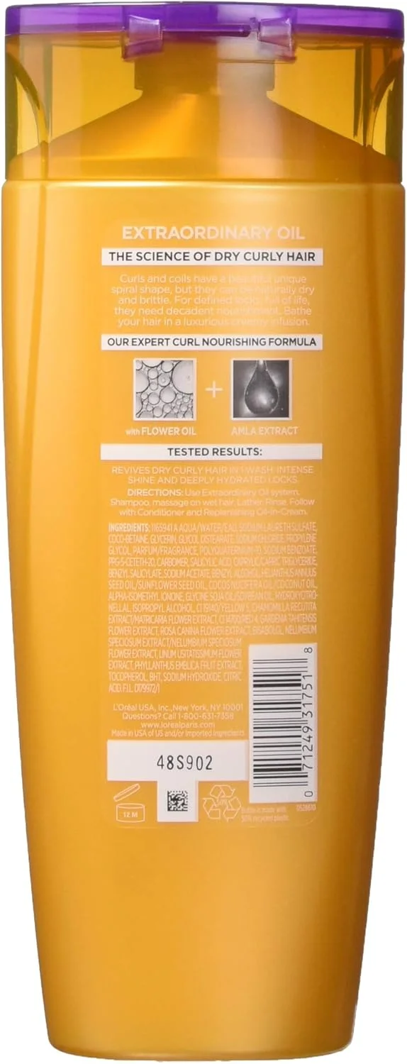 شامپو موهای فر لورآل پاریس، روغن فوق العاده، 375 میلی لیتر شامپو موهای فر لورآل پاریس، روغن فوق العاده، 375 میلی لیتر