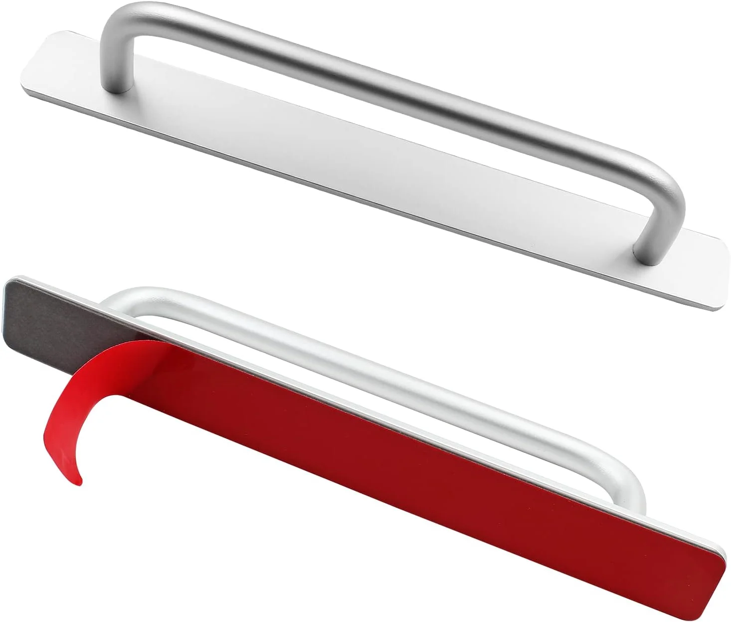 دستگیره کشو کابینت چسبی فوری Litoexpe، آلیاژ آلومینیوم نقره ای، مناسب برای کشو کابینت آشپزخانه، پنجره، کمد کشویی، با چسب (2 عدد، 212 میلی متر / 8.35 اینچ)