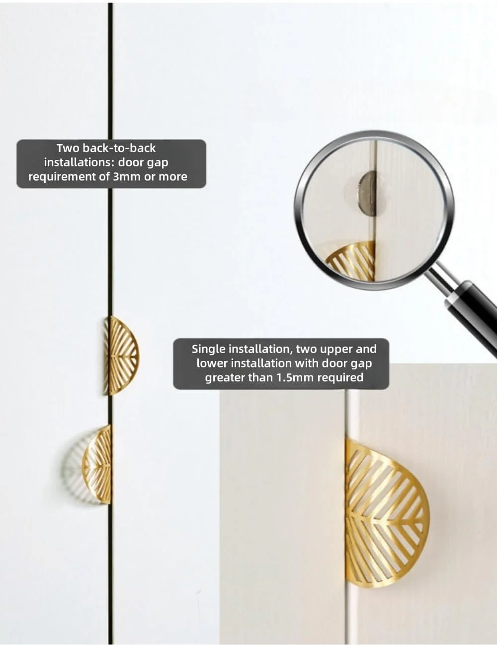 دستگیره کابینت طرح برگ uvbws2PCS - برنجی جامد، محکم و بادوام، مرکز سوراخ 1.57 اینچ، نصب آسان با پیچ - دستگیره لبه ای روکش طلایی برس خورده و دستگیره کشو