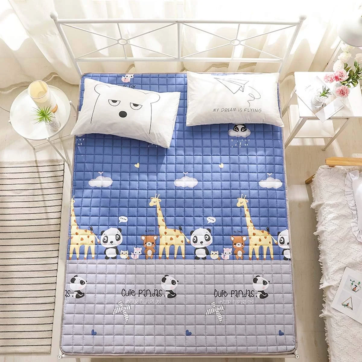 الکسو - تشک تاتامی، پد کف اتاق، زیرانداز ضد لغزش تاشو و قابل حمل فوتون، پد پنبه ای قابل شستشو یک نفره دو نفره (A, 150x200cm)