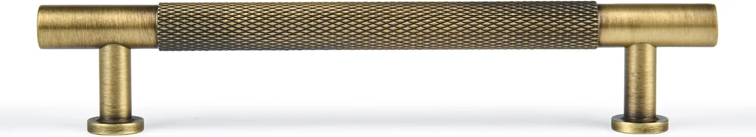 دستگیره کابینت عتیقه Urnew - بسته 2 عددی، دستگیره برنجی آجدار برای کمد و میز آرایش، کشنده درب آشپزخانه و کمد لباس، 5 اینچی، برنجی منقش