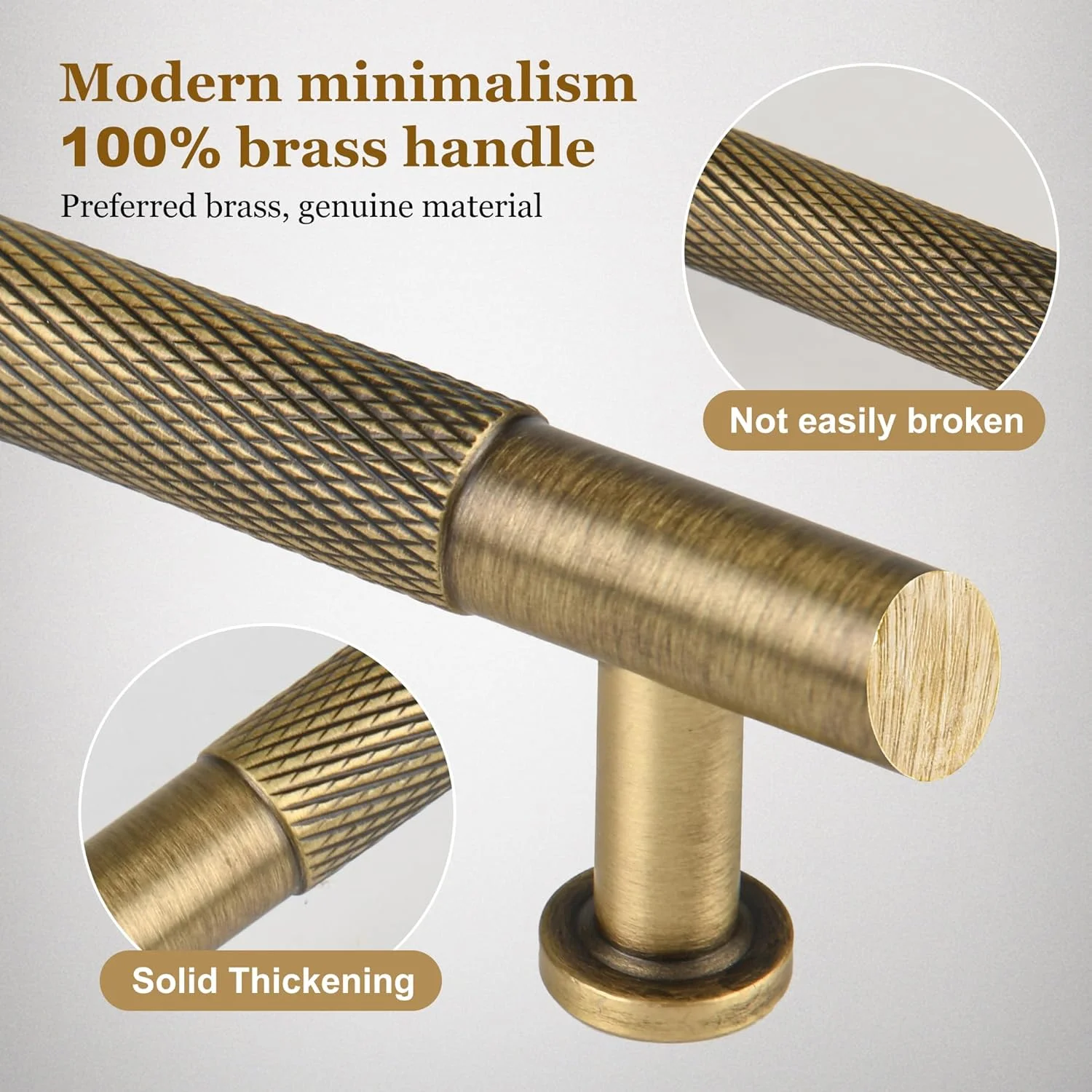 دستگیره کابینت عتیقه Urnew - بسته 2 عددی، دستگیره برنجی آجدار برای کمد و میز آرایش، کشنده درب آشپزخانه و کمد لباس، 5 اینچی، برنجی منقش