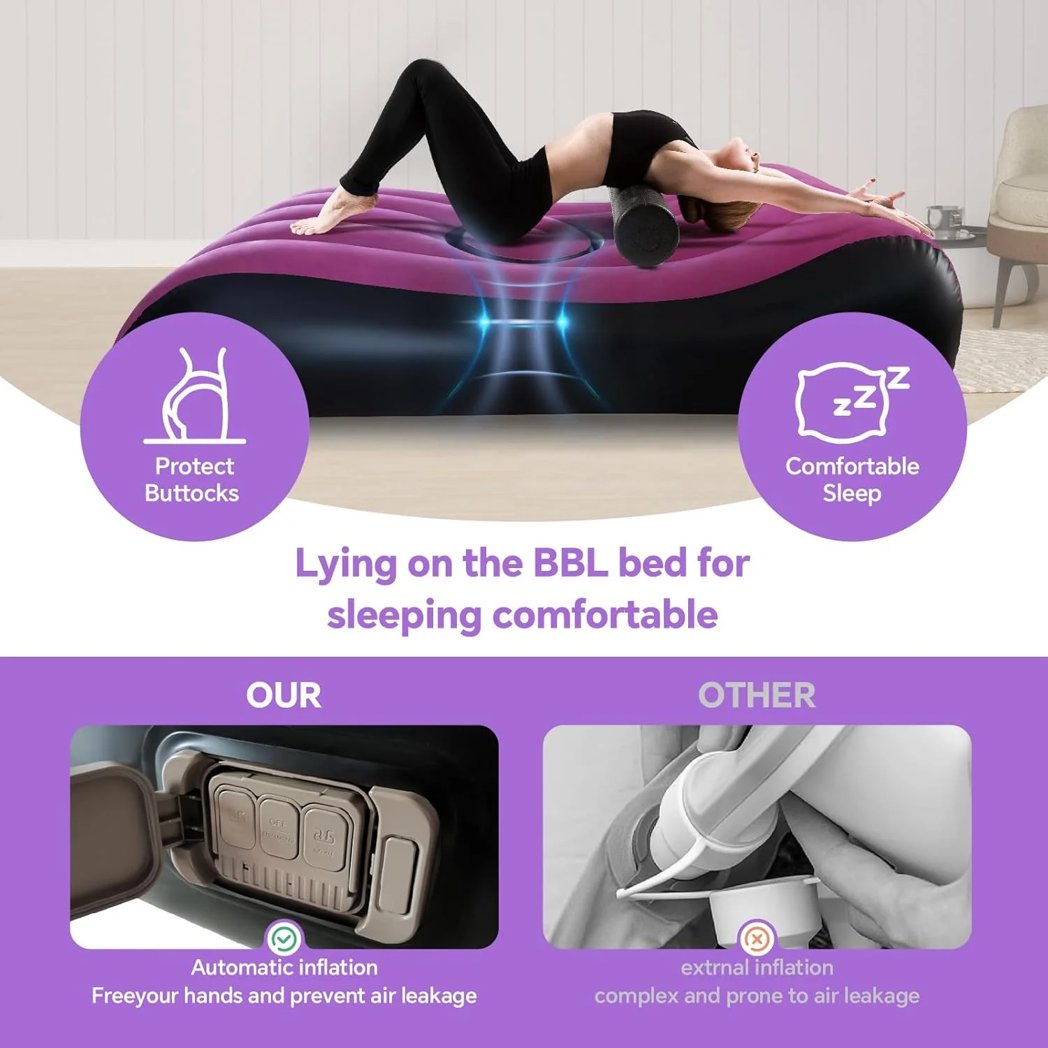 تخت خواب BBL بعد از جراحی برای خوابیدن با حفره - تشک بادی بعد از عمل لیفت باسن برزیلی، فلاک ضخیم و پمپ برقی داخلی، جنس خواب ضد آب پزشکی به همراه کیف حمل تخت خواب BBL بعد از جراحی برای خوابیدن با حفره - تشک بادی بعد از عمل لیفت باسن برزیلی، فلاک ضخیم و پمپ برقی داخلی، جنس خواب ضد آب پزشکی به همراه کیف حمل