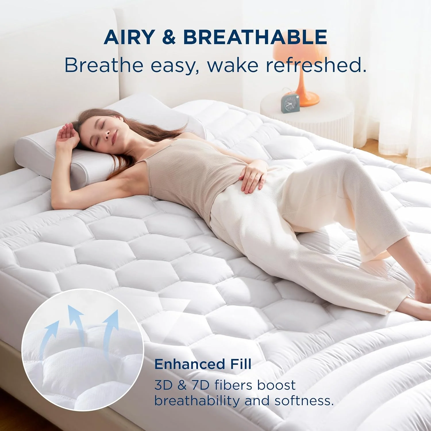 محافظ تشک نرم و لطیف Bedsure سایز Queen، روکش تشک با لایه اضافه و طرح دار، محافظ تشک کش دار با جیب عمیق مناسب تشک های 8 تا 21 اینچ، رویه تنفس پذیر و نرم، سفید، 60x80 اینچ محافظ تشک نرم و لطیف Bedsure سایز Queen، روکش تشک با لایه اضافه و طرح دار، محافظ تشک کش دار با جیب عمیق مناسب تشک های 8 تا 21 اینچ، رویه تنفس پذیر و نرم، سفید، 60x80 اینچ