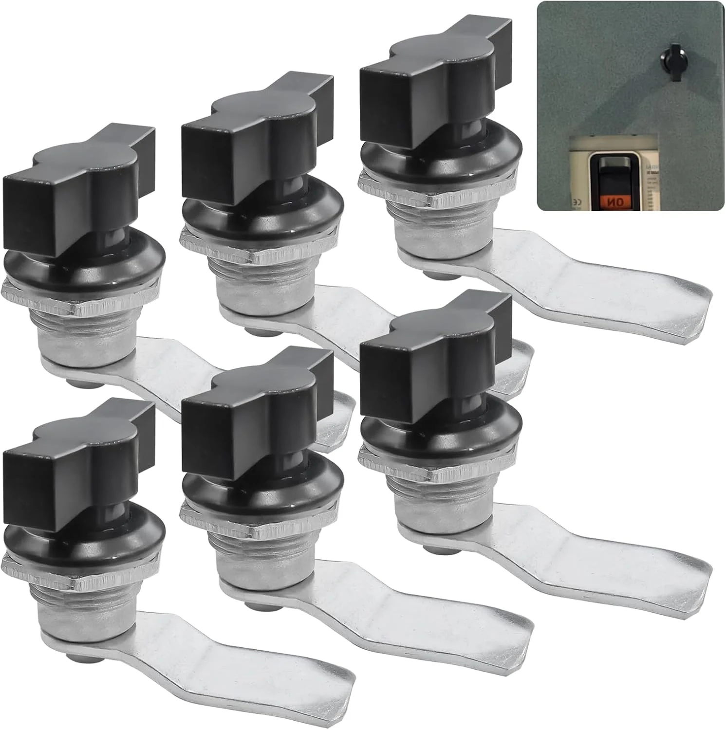 قفل کم اهرمی با عملکرد انگشتی (بسته 6 عددی) - قفل T شکل سنگین برای درب های جایگزین کابینت، نصب آسان و قفل ایمن، مناسب برای جعبه ابزار، کابینت و مبلمان