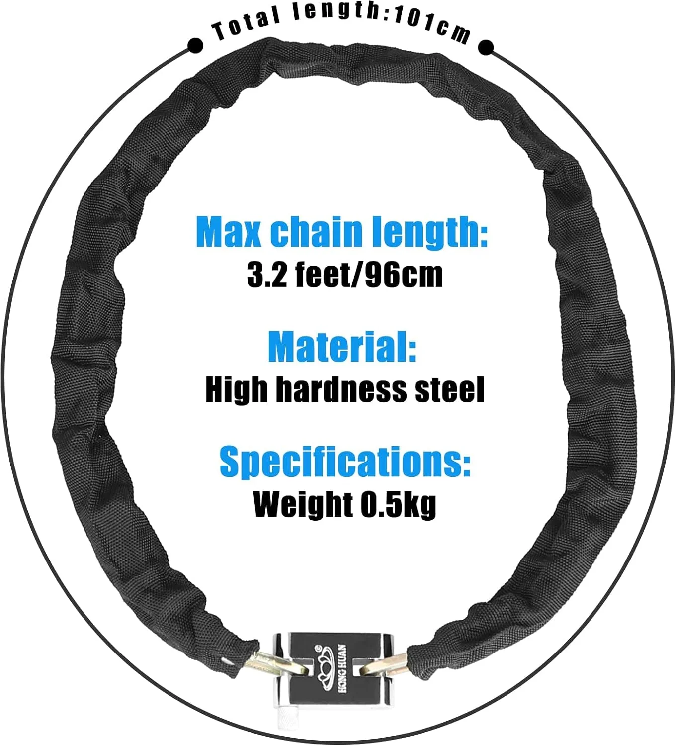 قفل زنجیری دوچرخه TERRIFI، ضد سرقت، امنیت بالا، قفل دوچرخه ضد آب برای دوچرخه، موتور سیکلت، اسکوتر، درب، دروازه، حصار، [3 کلید]