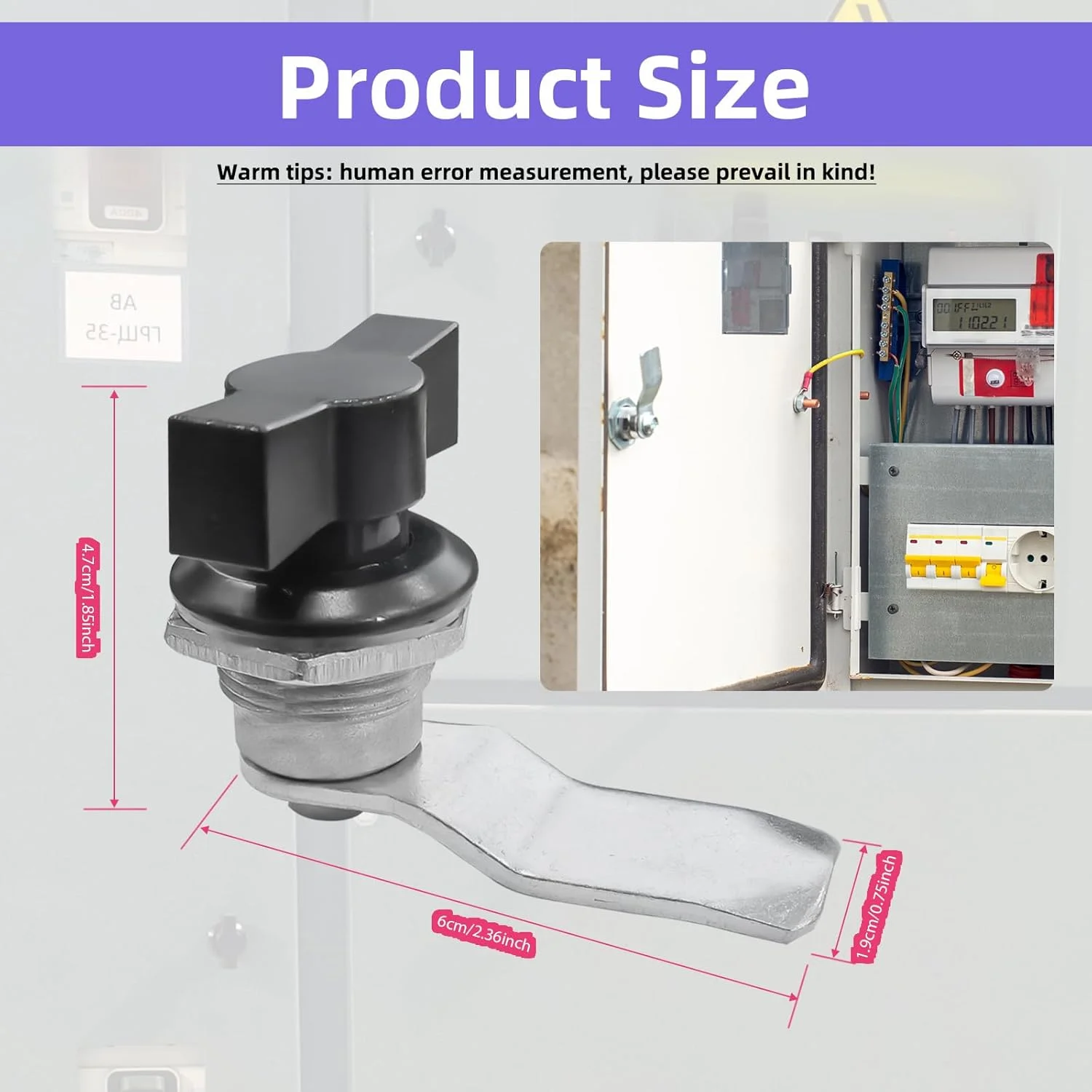 قفل کم اهرمی با عملکرد انگشتی (بسته 6 عددی) - قفل T شکل سنگین برای درب های جایگزین کابینت، نصب آسان و قفل ایمن، مناسب برای جعبه ابزار، کابینت و مبلمان