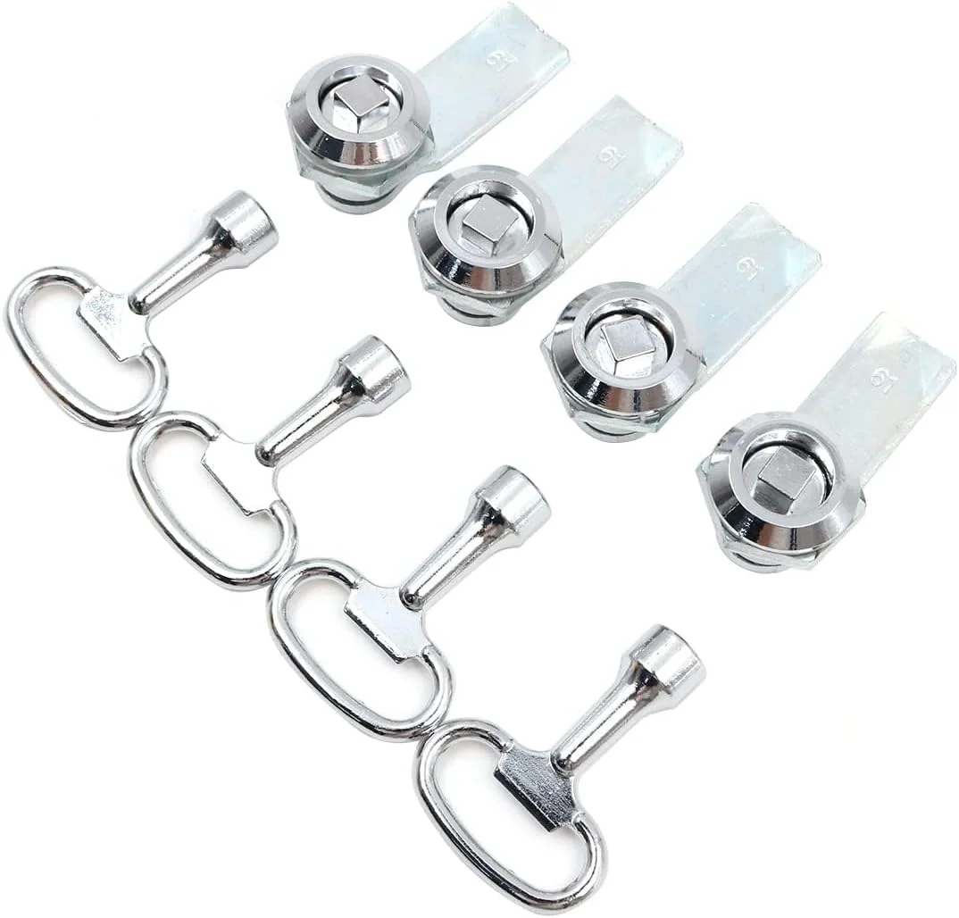 قفل سوکتی مربعی WANGCL، 8 عددی، قفل درب کابینت آلیاژ روی، قفل جعبه برق مربعی، قفل بادامک مربعی با کلید سوکتی مربعی (4 قفل و 4 کلید)