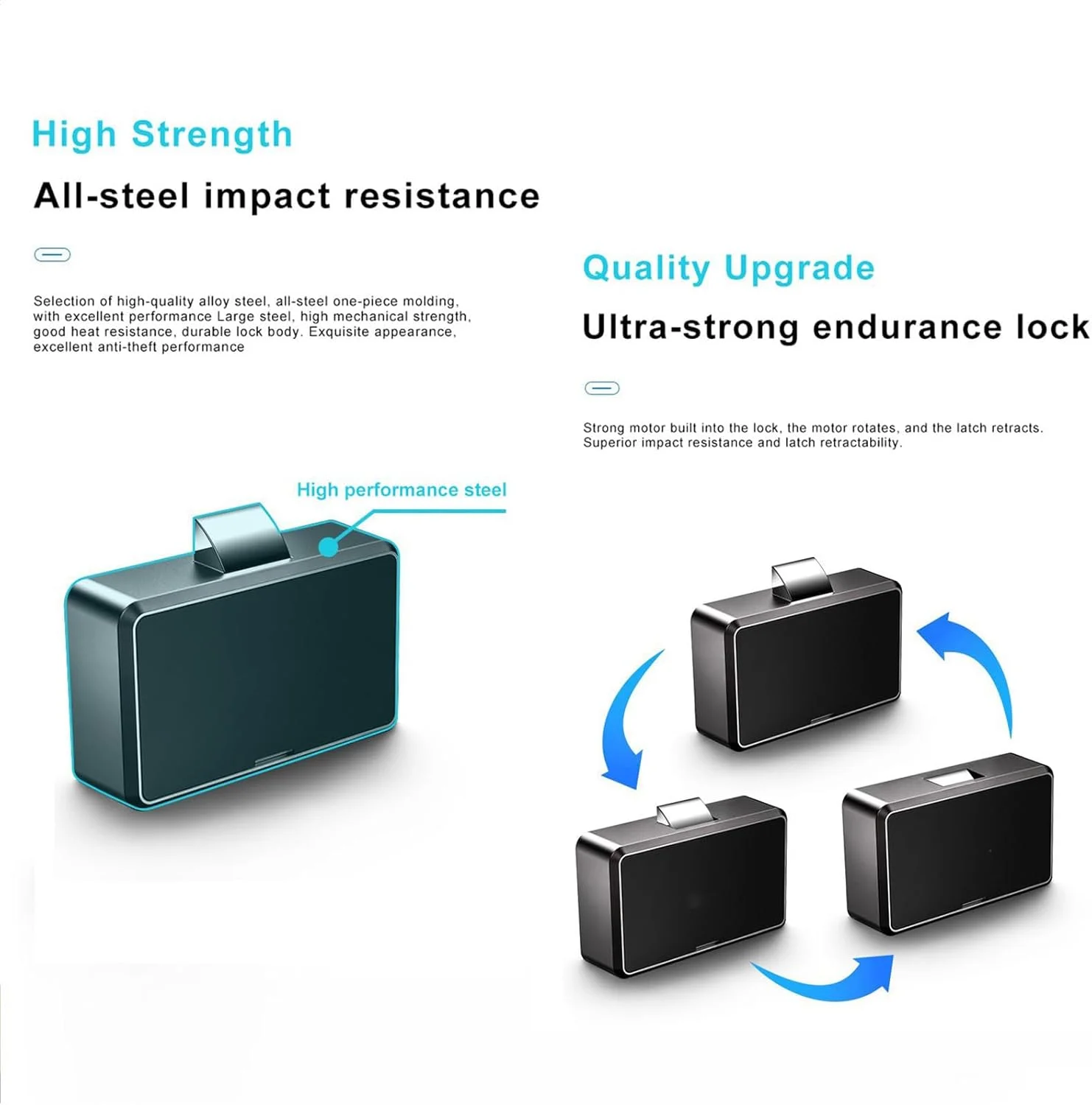 قفل کشوی اثر انگشتی TERRIFI، بیومتریک هوشمند با روکش چرمی - قفل کابینتی قابل شارژ، قفل مخفی بدون کلید برای کشوی پرونده، کمد لباس برای نگهداری اشیاء قیمتی و خصوصی، مناسب برای منزل یا محل کار و غیره (مشکی)