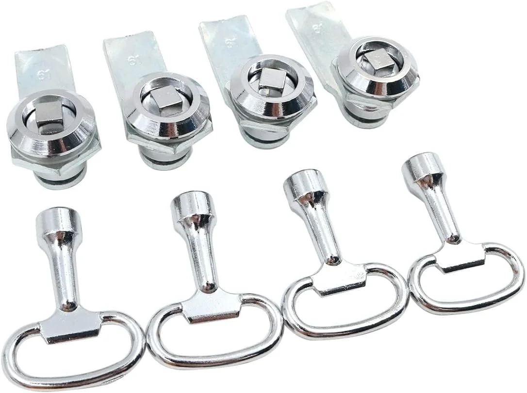 قفل سوکتی مربعی WANGCL، 8 عددی، قفل درب کابینت آلیاژ روی، قفل جعبه برق مربعی، قفل بادامک مربعی با کلید سوکتی مربعی (4 قفل و 4 کلید)