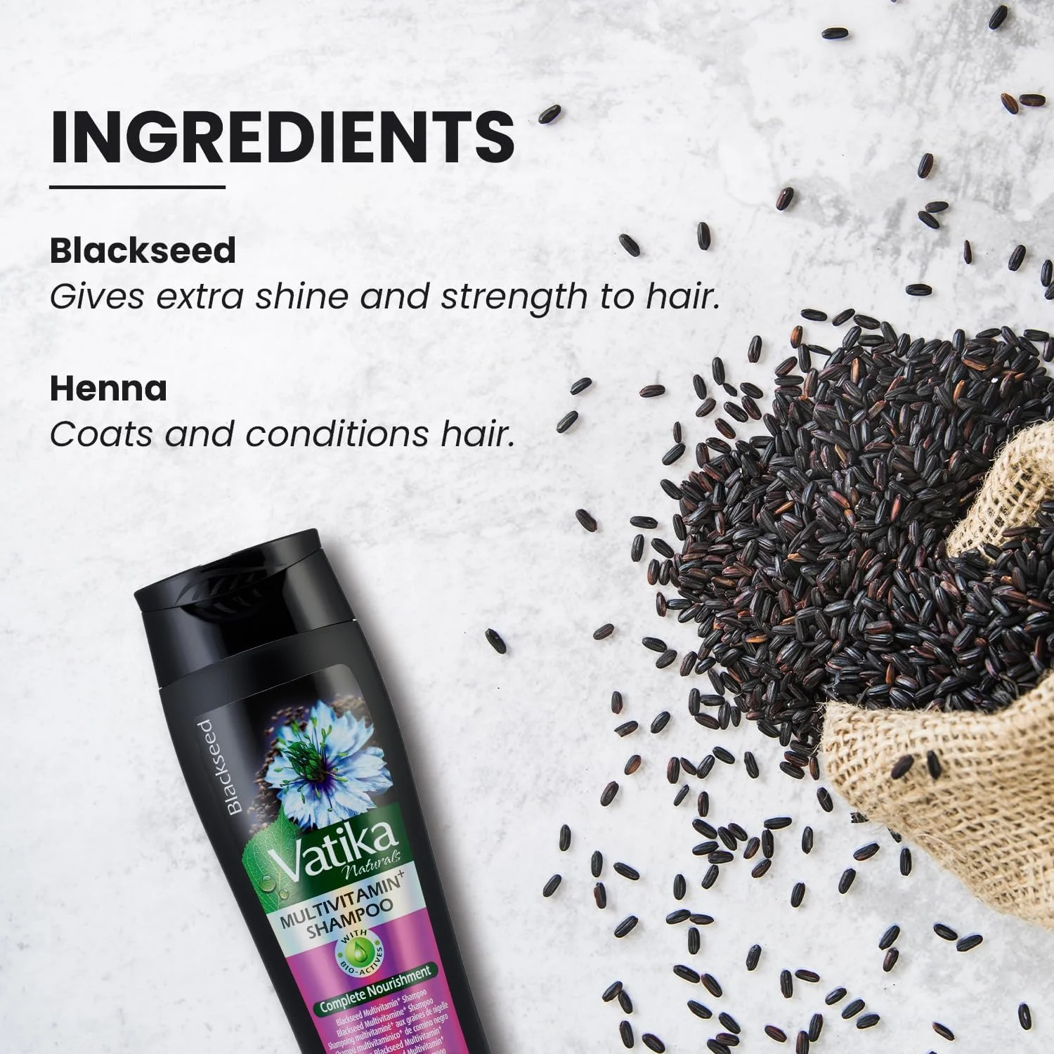 شامپو مولتی ویتامین دانه سیاه واتیکا نچرالز - 400 میلی لیتر | برای درخشندگی، تغذیه کامل و استحکام | غنی شده با ترکیبی از ویتامین های A، E، F و دانه سیاه شامپو مولتی ویتامین دانه سیاه واتیکا نچرالز - 400 میلی لیتر | برای درخشندگی، تغذیه کامل و استحکام | غنی شده با ترکیبی از ویتامین های A، E، F و دانه سیاه