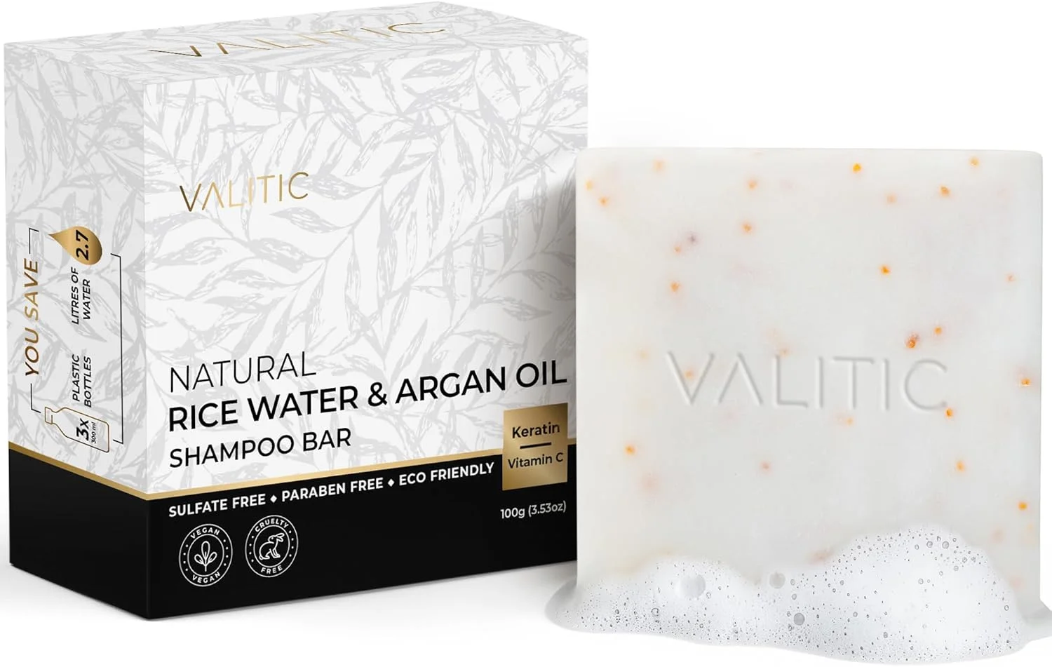 شامپو بار آب برنج و روغن آرگان والیتیچ - تقویت کننده و احیا کننده مو - بدون SLS و پارابن - وگان و سازگار با محیط زیست - ویتامین C و کراتین طبیعی - مناسب برای انواع مو شامپو بار آب برنج و روغن آرگان والیتیچ - تقویت کننده و احیا کننده مو - بدون SLS و پارابن - وگان و سازگار با محیط زیست - ویتامین C و کراتین طبیعی - مناسب برای انواع مو