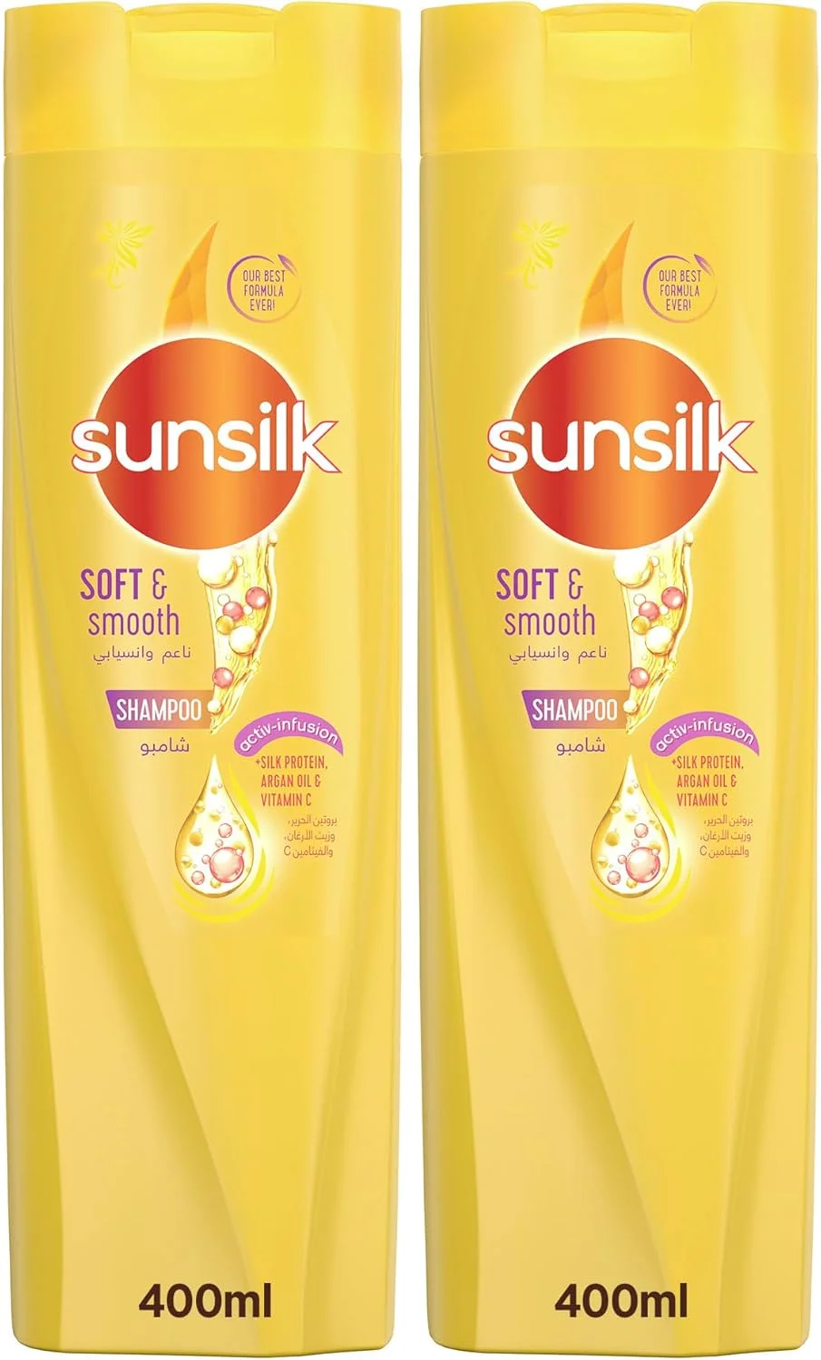 شامپو سانسیلک، برای موهای نرم و لطیف، نرم و لطیف، با پروتئین ابریشم، روغن آرگان و ویتامین C، 2 عدد 400 میلی لیتری شامپو سانسیلک، برای موهای نرم و لطیف، نرم و لطیف، با پروتئین ابریشم، روغن آرگان و ویتامین C، 2 عدد 400 میلی لیتری