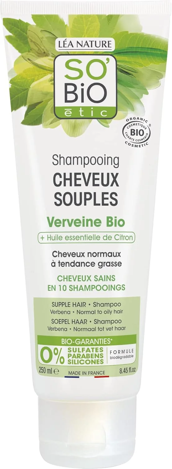 شامپو متعادل کننده مو و پوست سر چرب So'Bio Étic So Bio | غنی شده با گل شاه پسند و وربن | برای موهای معمولی تا چرب | 250 میلی لیتر شامپو متعادل کننده مو و پوست سر چرب So'Bio Étic So Bio | غنی شده با گل شاه پسند و وربن | برای موهای معمولی تا چرب | 250 میلی لیتر