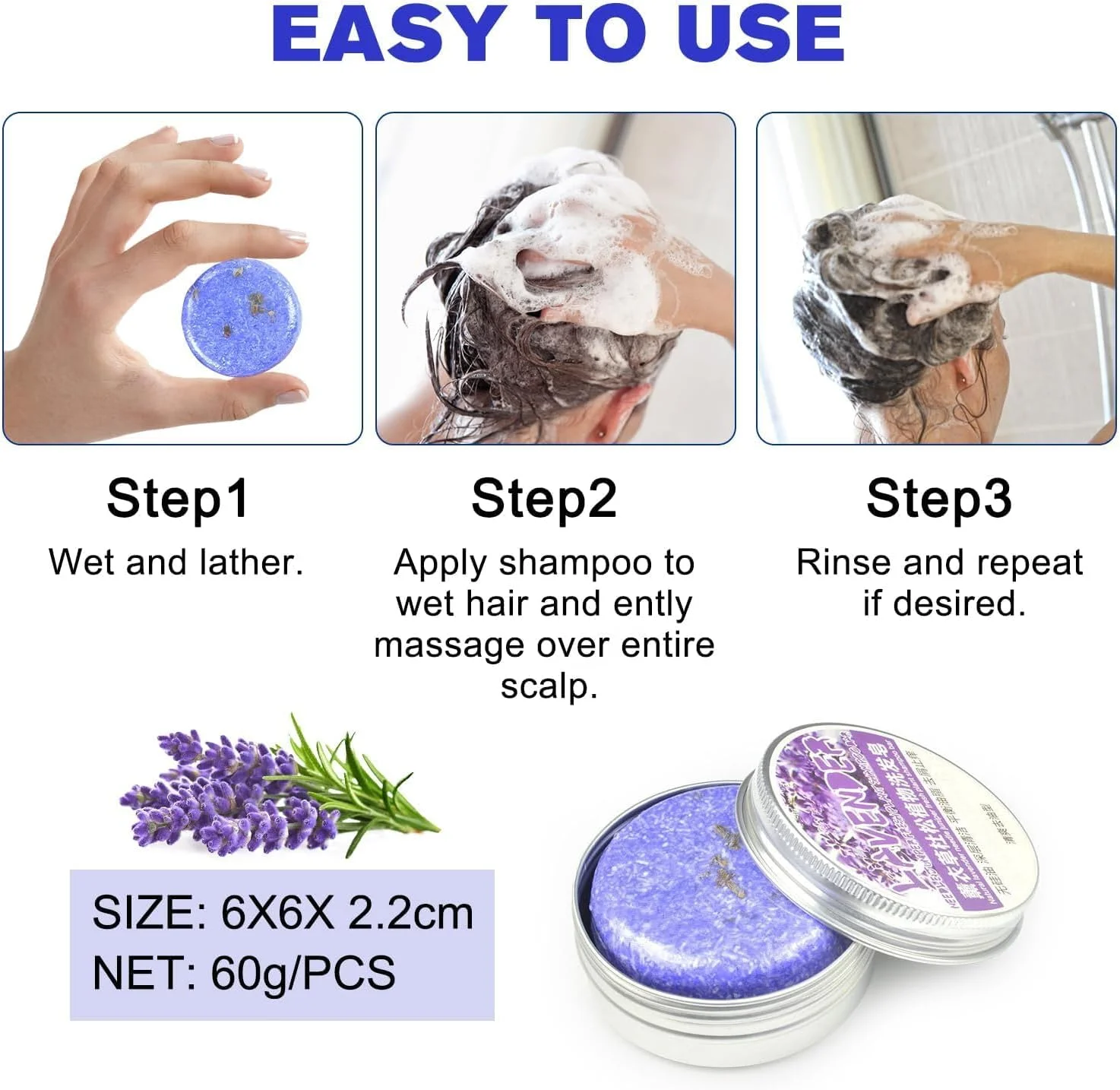 شامپو بار تقویت کننده مو TERRIFI، 2 عدد شامپو بار طبیعی، ضد شوره، درمان ریزش مو، تقویت کننده رشد مو برای انواع مو (2 بسته، اسطوخودوس) شامپو بار تقویت کننده مو TERRIFI، 2 عدد شامپو بار طبیعی، ضد شوره، درمان ریزش مو، تقویت کننده رشد مو برای انواع مو (2 بسته، اسطوخودوس)