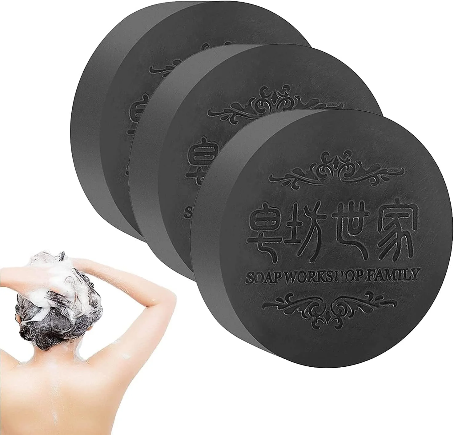 شامپو صابونی تیره، شامپو بار تیره موی ارگانیک، شامپو بار مشکی ارگانیک طبیعی تیره موی خاکستری زنانه و مردانه، صابون دست ساز (2 عدد)