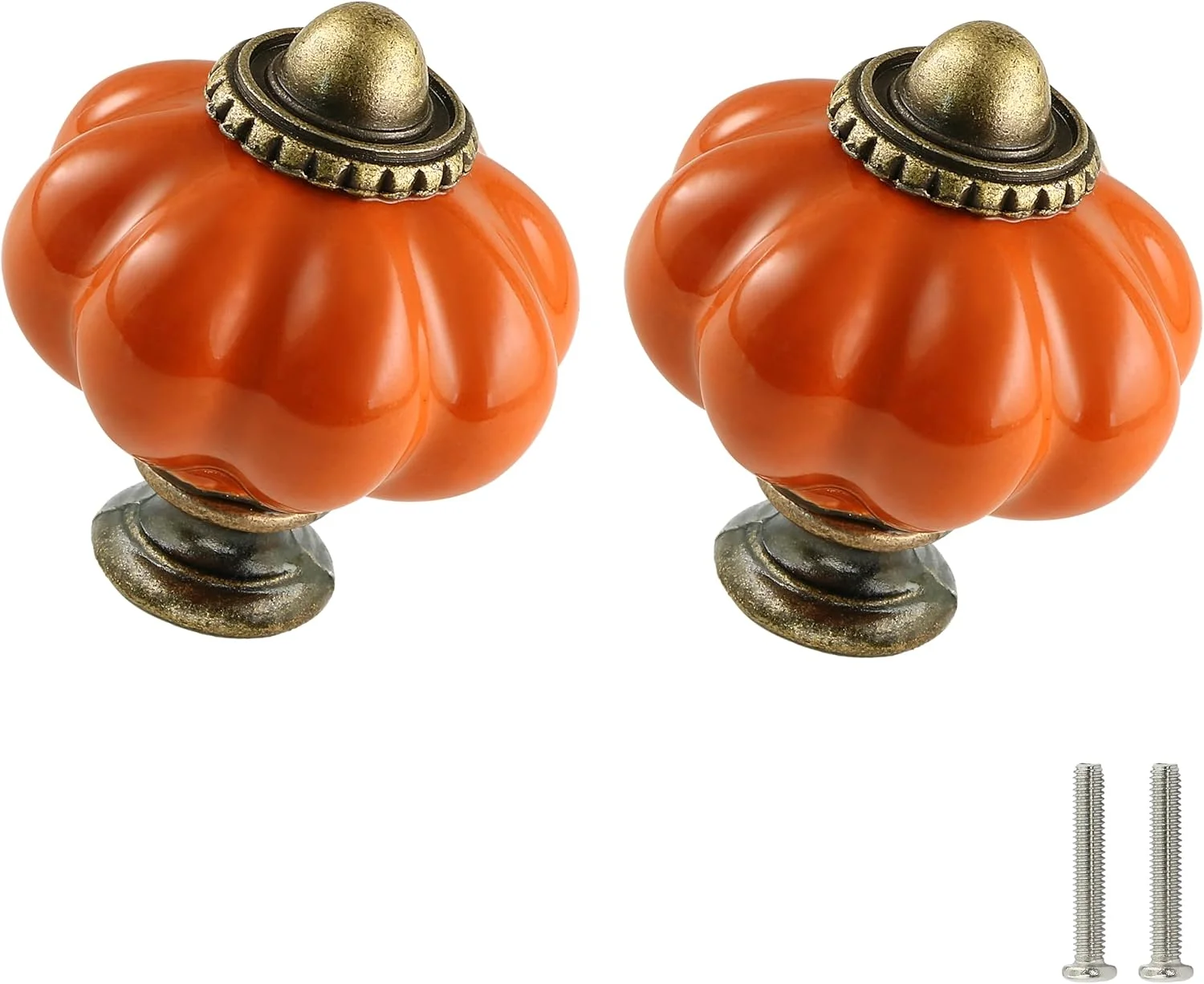 دستگیره سرامیکی نارنجی Zernmiarder، بسته 6 عددی - دستگیره کدو تنبل کابینت، دستگیره کمد لباس رترو - دستگیره کشو وینتیج با پیچ برای کشو کمد، کابینت و پروژه های DIY خانگی