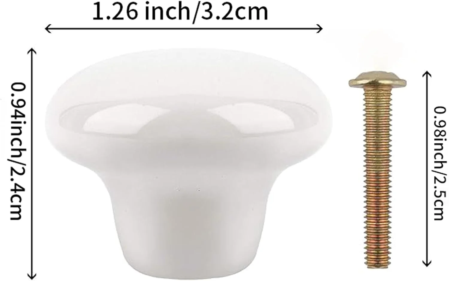 دستگیره سرامیکی کابینت ZOENHOU، 20 عدد دستگیره گرد سرامیکی سفید رنگ با 20 عدد پیچ (2.5 سانتی متر)، دستگیره کوچک کشو برای کمد آشپزخانه، حمام و کمد لباس