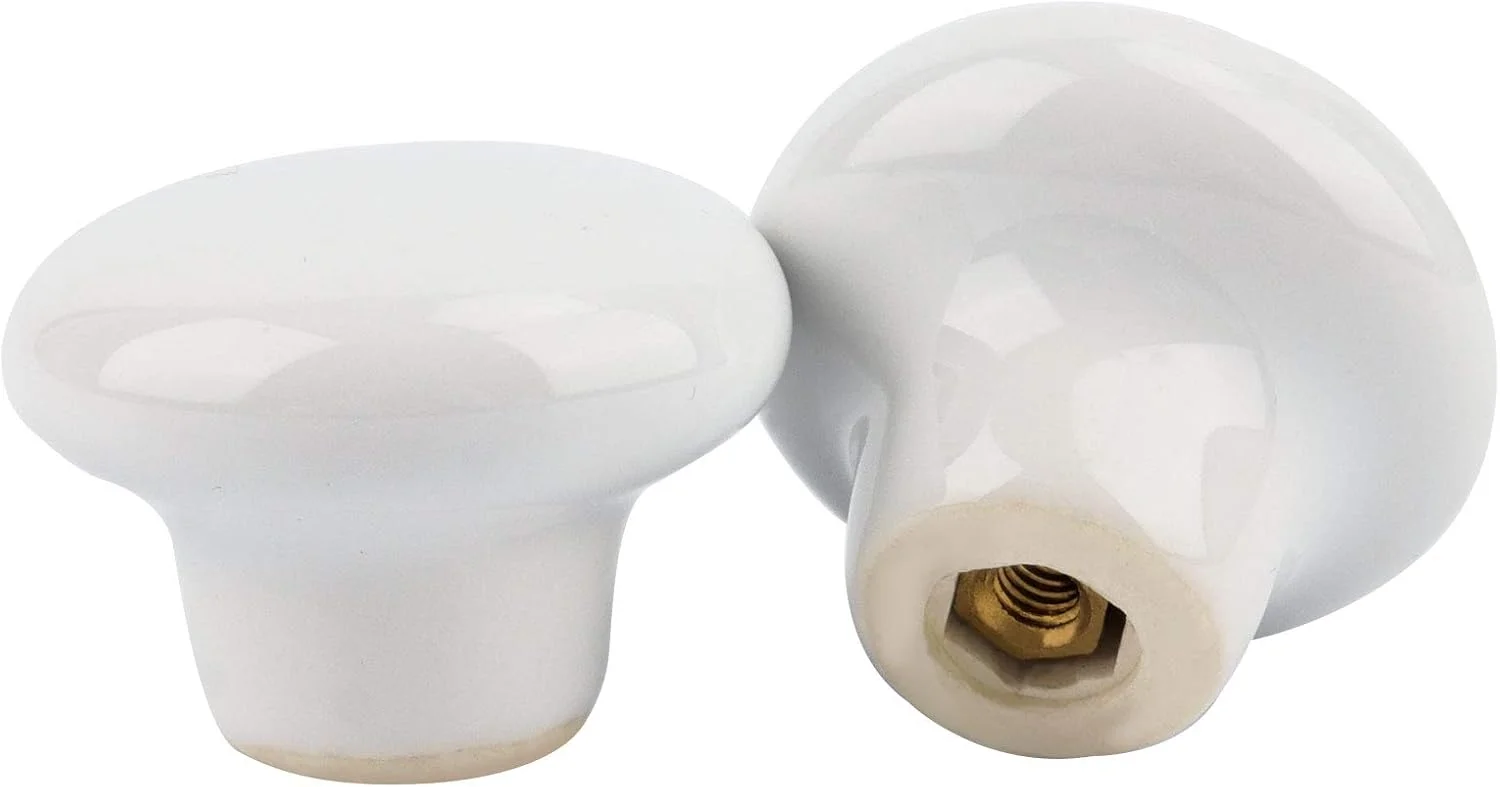 دستگیره سرامیکی کابینت ZOENHOU، 20 عدد دستگیره گرد سرامیکی سفید رنگ با 20 عدد پیچ (2.5 سانتی متر)، دستگیره کوچک کشو برای کمد آشپزخانه، حمام و کمد لباس