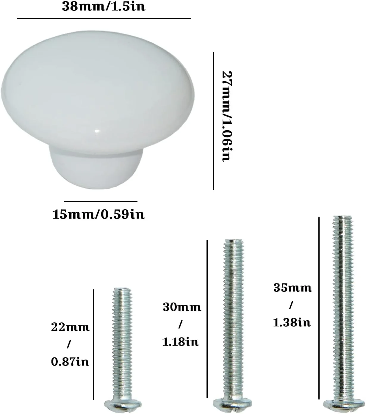دستگیره سرامیکی سفید YMAISS، 14 عددی، گرد، طرح قارچی، مناسب کمد، دراور، دستگیره های قدیمی، دستگیره درب، دستگیره کشو، مناسب کمد و کابینت، همراه با پیچ