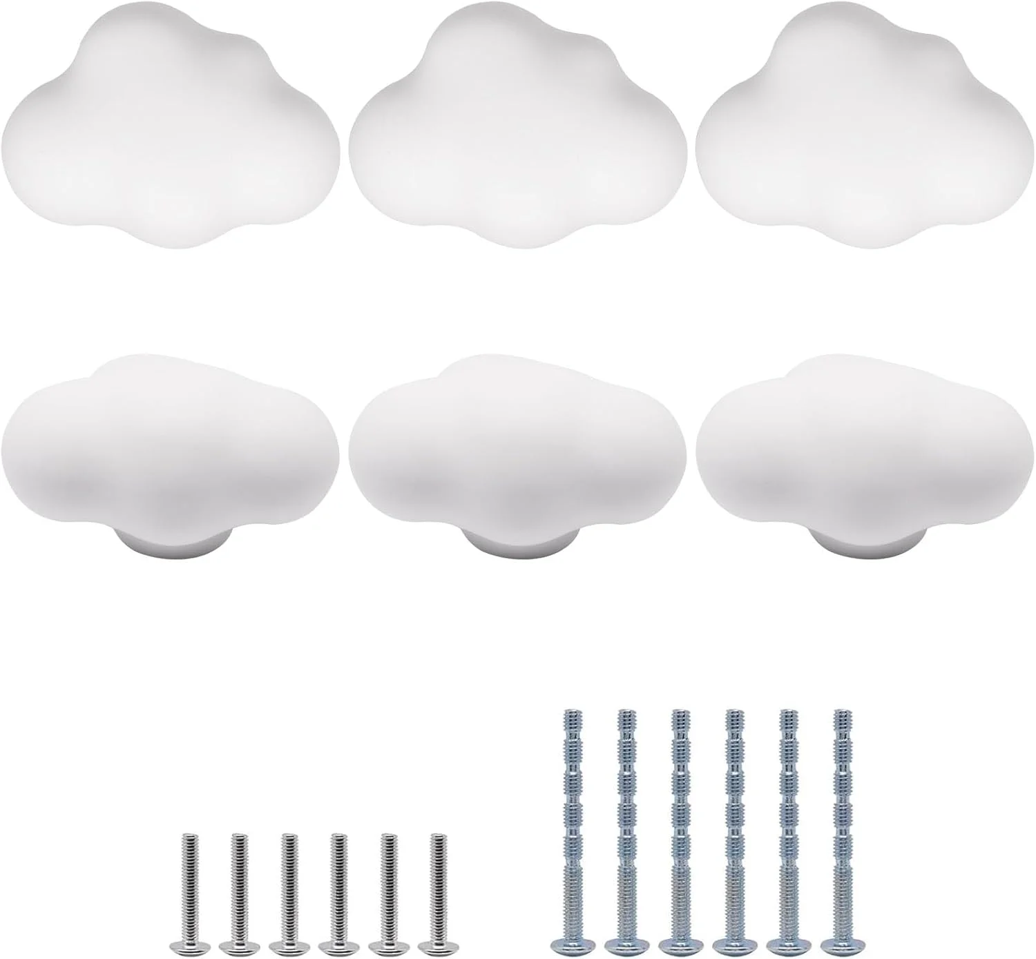 دستگیره کابینت سرامیکی YuGtcen، طرح ابر، صورتی، 6 عددی، دستگیره های کشو صورتی فانتزی و منحصربفرد، مناسب کمد، کشو، کابینت، اتاق کودک، میز آرایش، دکوری (ابر سفید)