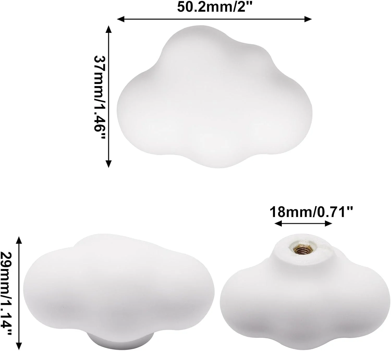 دستگیره کابینت سرامیکی YuGtcen، طرح ابر، صورتی، 6 عددی، دستگیره های کشو صورتی فانتزی و منحصربفرد، مناسب کمد، کشو، کابینت، اتاق کودک، میز آرایش، دکوری (ابر سفید)