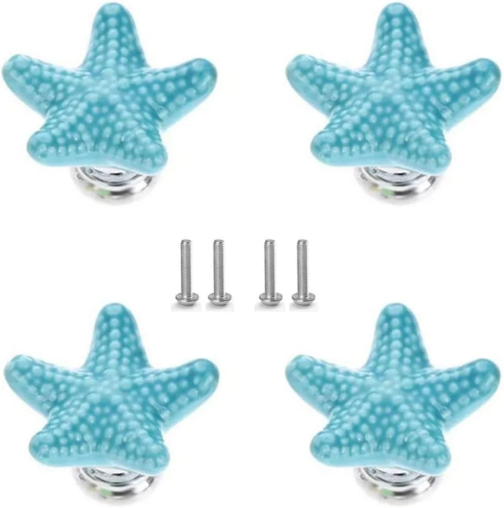 دستگیره سرامیکی طرح ستاره دریایی، دستگیره کابینت با تم ساحلی، دستگیره های آبی به سبک دریایی برای کابینت آشپزخانه، کمد، جالباسی و گنجه، سخت افزار دکوری اقیانوسی منحصر به فرد دستگیره سرامیکی طرح ستاره دریایی، دستگیره کابینت با تم ساحلی، دستگیره های آبی به سبک دریایی برای کابینت آشپزخانه، کمد، جالباسی و گنجه، سخت افزار دکوری اقیانوسی منحصر به فرد