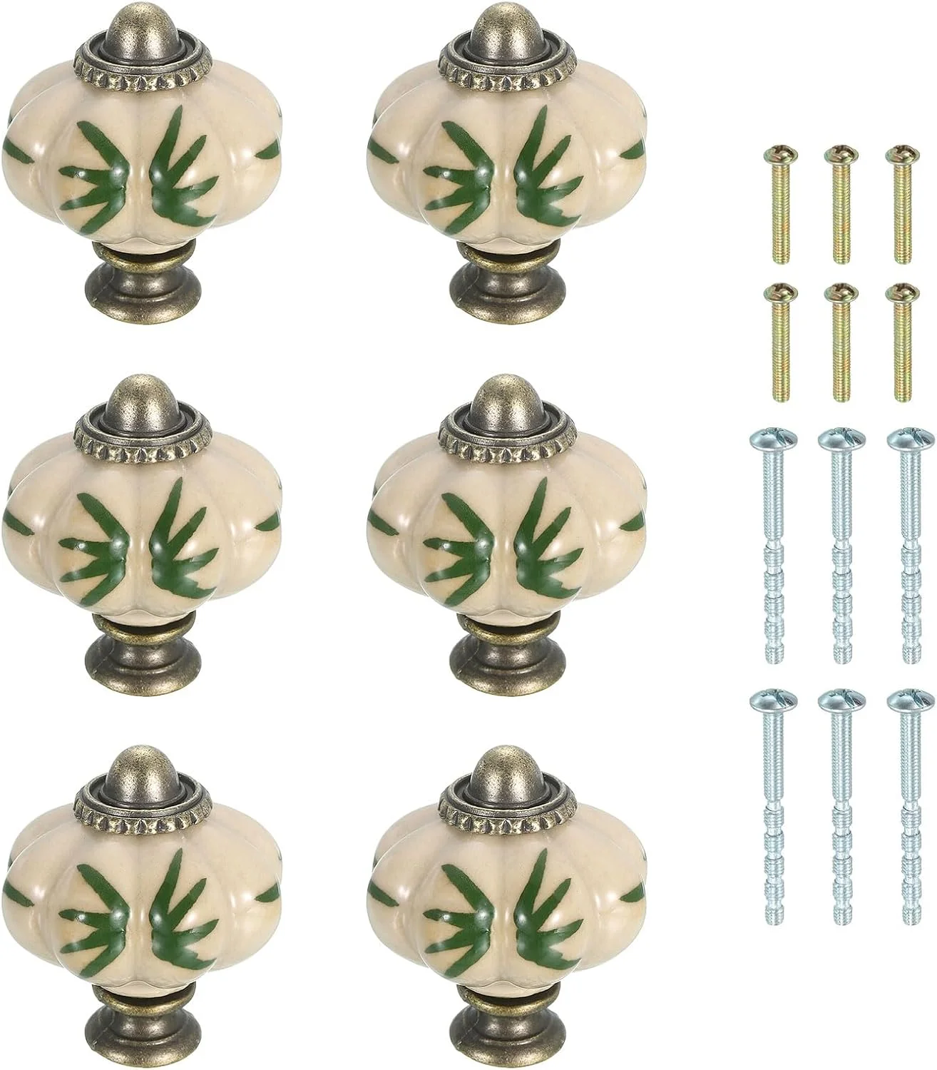 سورسینگ مپ 6 عدد دستگیره سرامیکی، 35 میلی متر / 1.38 اینچ دستگیره کدو تنبل برای کابینت، کشو، دستگیره های کشو با پیچ برای مبلمان اتاق خواب، کمد، برگ های سبز سورسینگ مپ 6 عدد دستگیره سرامیکی، 35 میلی متر / 1.38 اینچ دستگیره کدو تنبل برای کابینت، کشو، دستگیره های کشو با پیچ برای مبلمان اتاق خواب، کمد، برگ های سبز