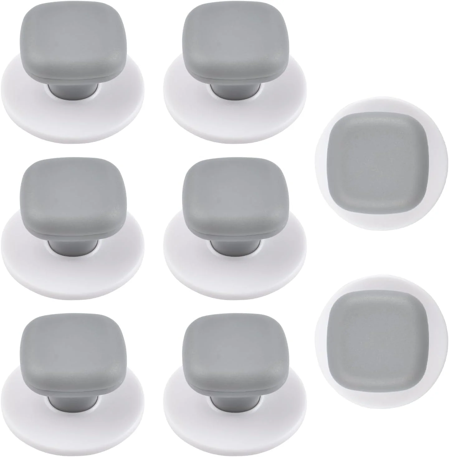 دستگیره کشو خودچسب خاکستری 8 عددی، دستگیره های پلاستیکی گرد و مربعی کابینت، دستگیره های چسبی آسان بدون نیاز به سوراخ کاری برای کابینت آشپزخانه، مبلمان، کمد، لوازم جانبی کشو شیشه ای دستگیره کشو خودچسب خاکستری 8 عددی، دستگیره های پلاستیکی گرد و مربعی کابینت، دستگیره های چسبی آسان بدون نیاز به سوراخ کاری برای کابینت آشپزخانه، مبلمان، کمد، لوازم جانبی کشو شیشه ای