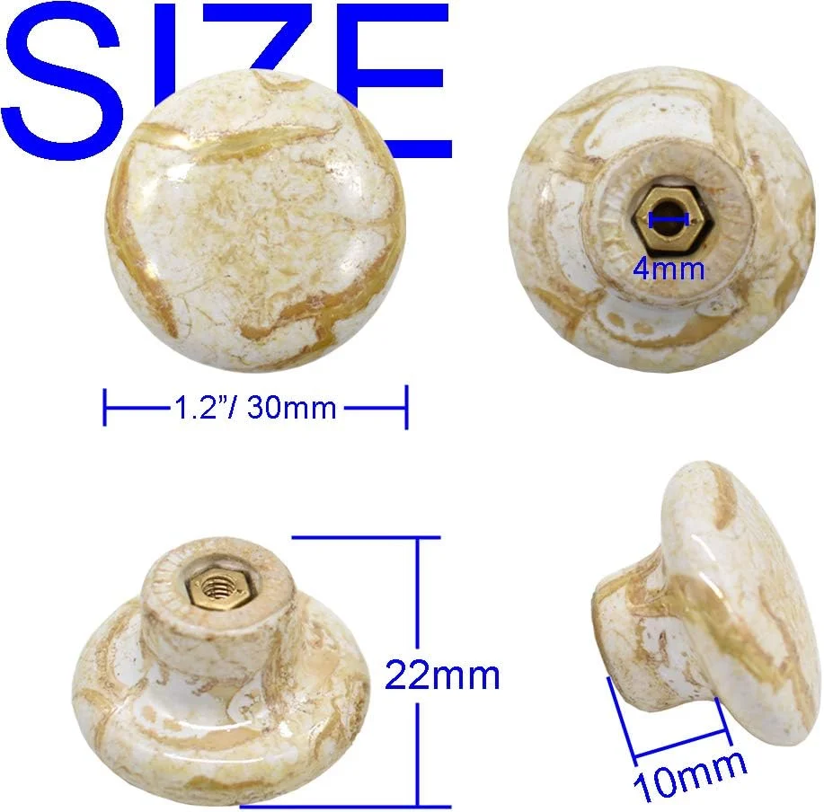 دسته سرامیکی LE-stone، بسته 10 عددی، 1.2 اینچی، دستگیره درب، کشو کابینت، طرح مرمر، مناسب برای کابینت، کمد، کشو، میز آرایش، صندوق