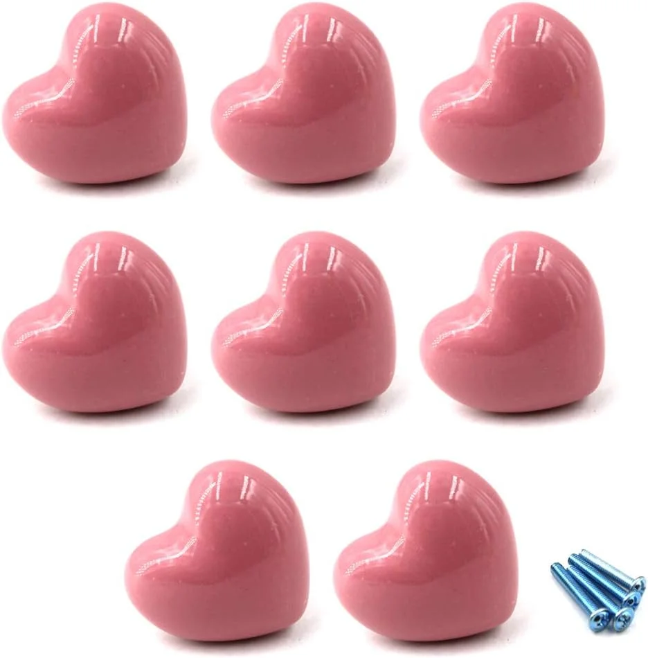 دستگیره های سرامیکی صورتی SeeRaphee، دستگیره کشو، دستگیره کابینت طرح قلب برای آشپزخانه، اتاق کودک، کمد، سازمان دهنده اسباب بازی، قفسه کتاب - 8 عدد دستگیره های سرامیکی صورتی SeeRaphee، دستگیره کشو، دستگیره کابینت طرح قلب برای آشپزخانه، اتاق کودک، کمد، سازمان دهنده اسباب بازی، قفسه کتاب - 8 عدد