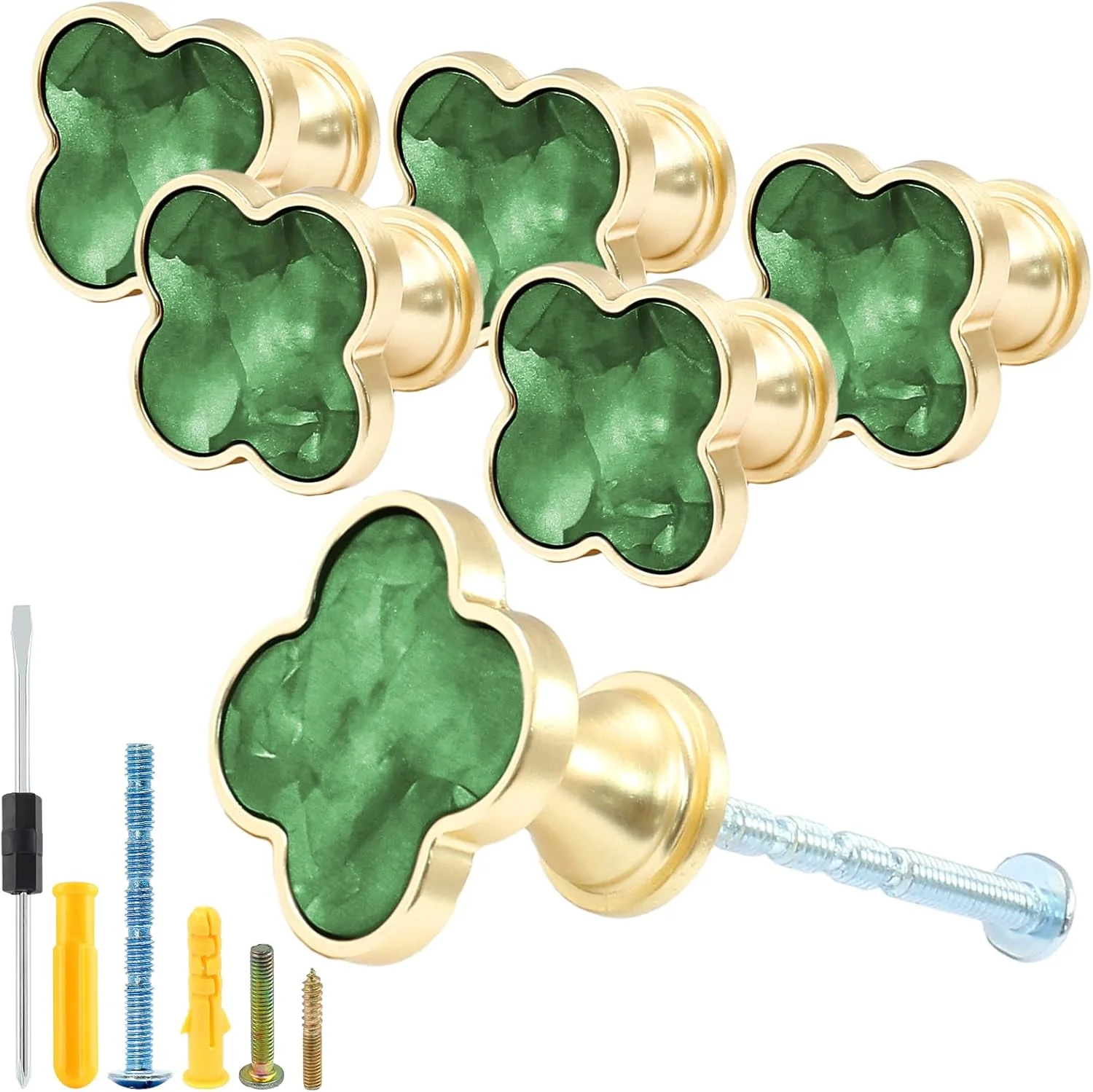 دستگیره کابینت برنجی سویوتین، بسته 6 عددی، دستگیره شبدری تزئینی کمد و کشو، دستگیره طلایی خش دار برای کابینت آشپزخانه، دستگیره کشو برای کمد، بوفه، انبار (سبز) دستگیره کابینت برنجی سویوتین، بسته 6 عددی، دستگیره شبدری تزئینی کمد و کشو، دستگیره طلایی خش دار برای کابینت آشپزخانه، دستگیره کشو برای کمد، بوفه، انبار (سبز)